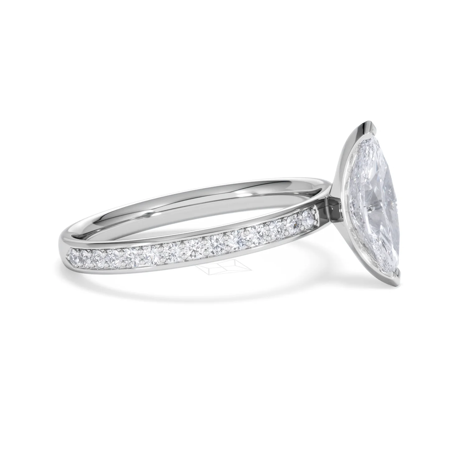 Origin 1.25ct Marquise Cut Lab Diamond Solitaire Engagement Ring with Side Stones in 18K White Gold - Image 22