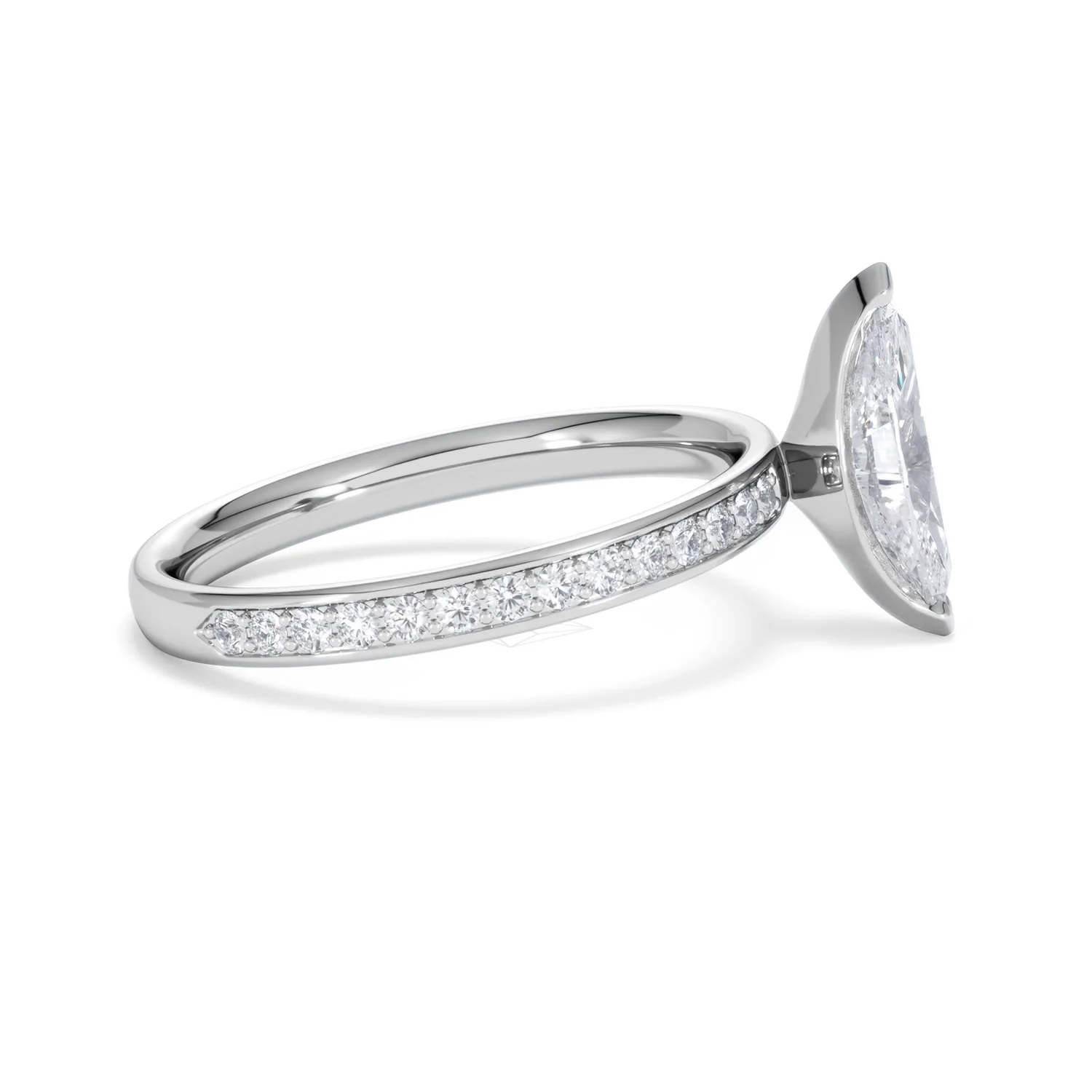 Origin 1.25ct Marquise Cut Lab Diamond Solitaire Engagement Ring with Side Stones in 18K White Gold - Image 26