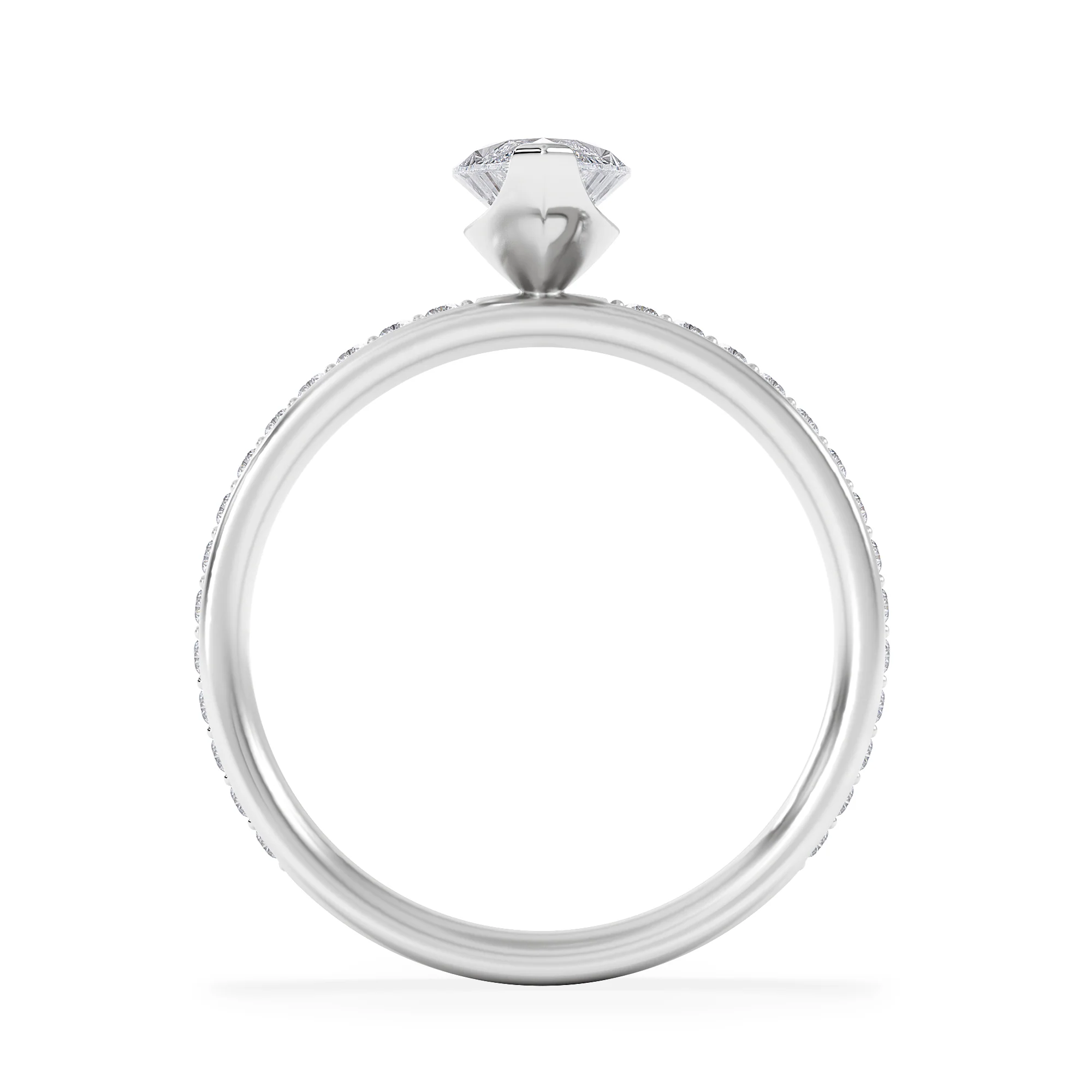 Origin 1.25ct Marquise Cut Lab Diamond Solitaire Engagement Ring with Side Stones in 18K White Gold - Image 3