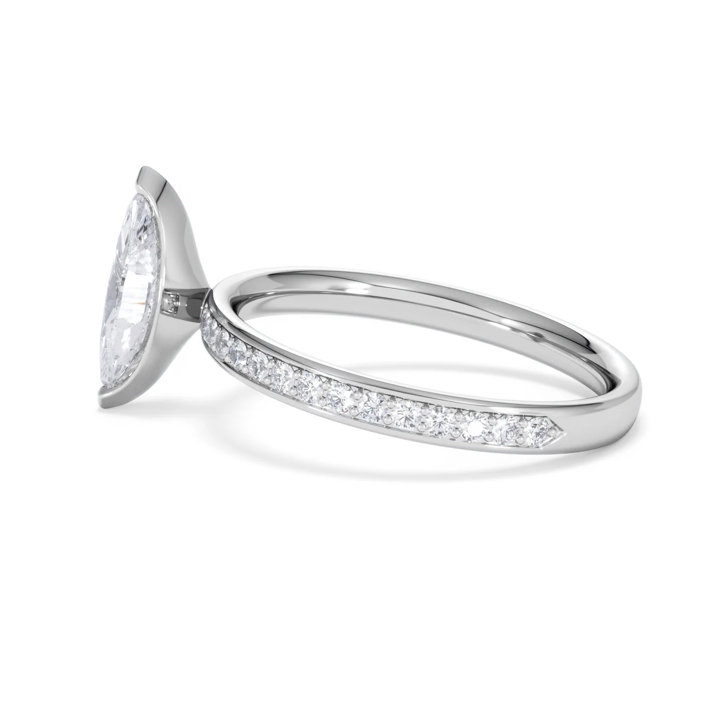 Origin 1.25ct Marquise Cut Lab Diamond Solitaire Engagement Ring with Side Stones in 18K White Gold - Image 65