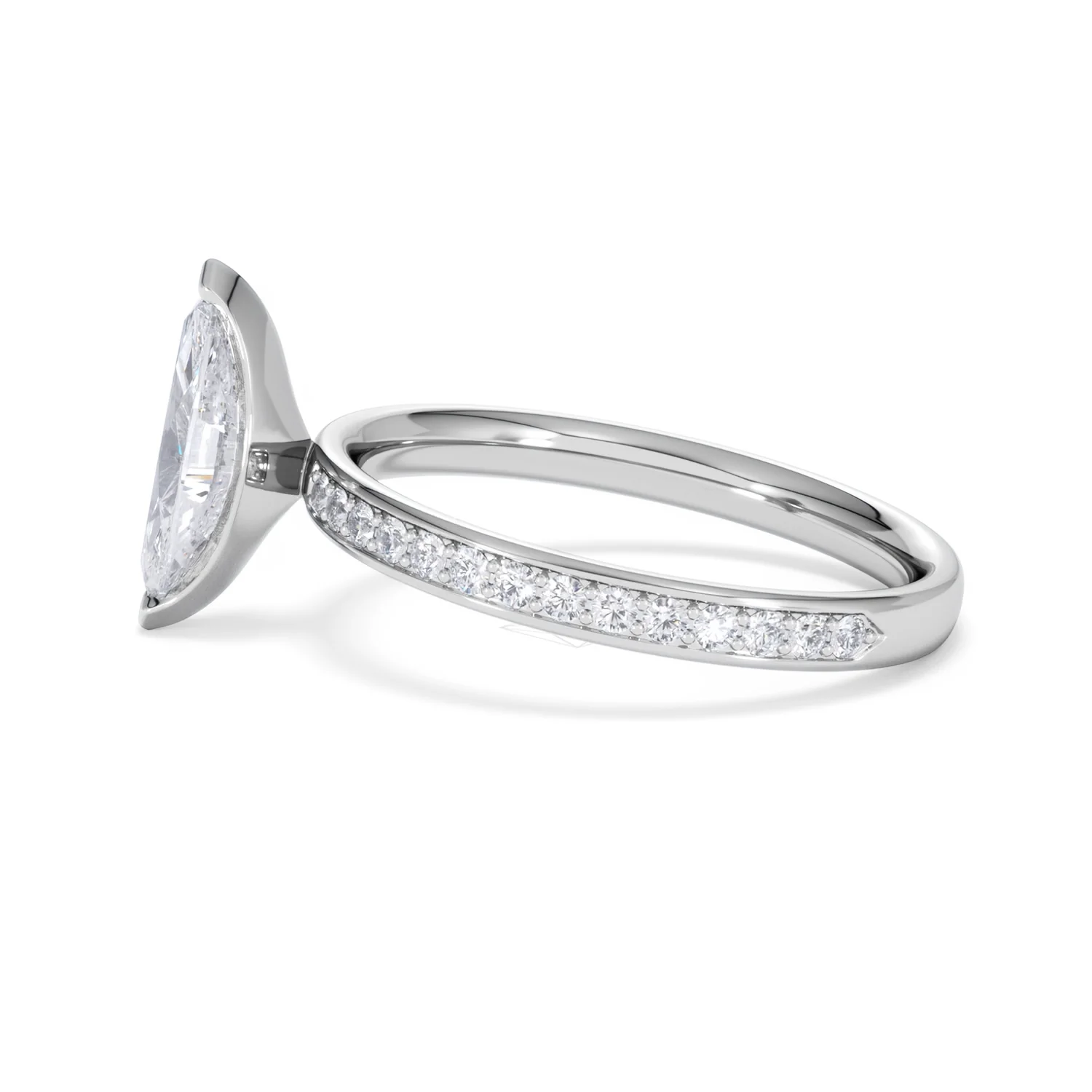 Origin 1.25ct Marquise Cut Lab Diamond Solitaire Engagement Ring with Side Stones in 18K White Gold - Image 67