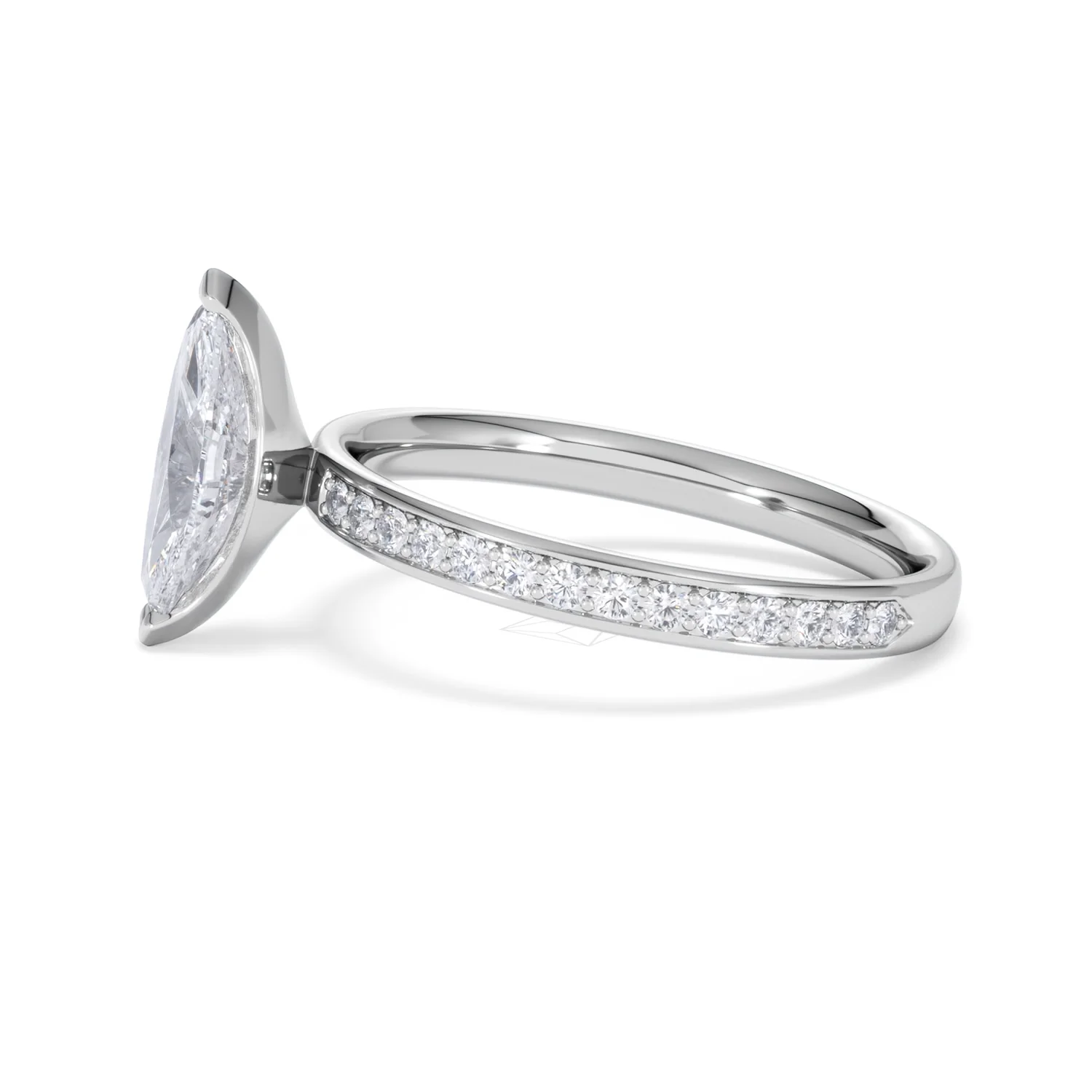 Origin 1.25ct Marquise Cut Lab Diamond Solitaire Engagement Ring with Side Stones in 18K White Gold - Image 69