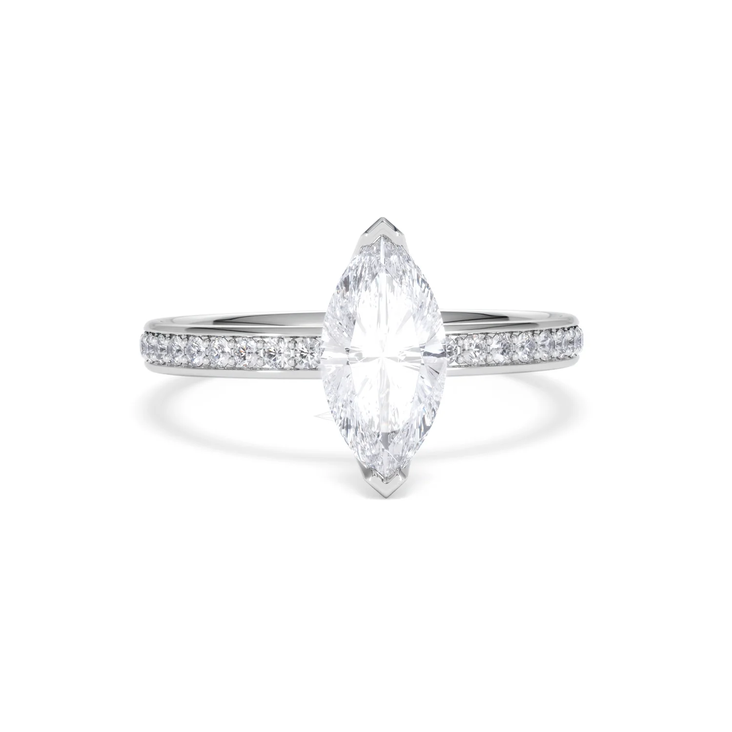 Origin 1.25ct Marquise Cut Lab Diamond Solitaire Engagement Ring with Side Stones in 18K White Gold - Image 8