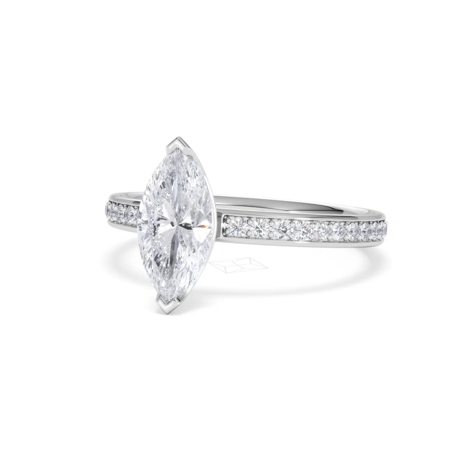 Origin 1.25ct Marquise Cut Lab Diamond Solitaire Engagement Ring with Side Stones in 18K White Gold - Image 82