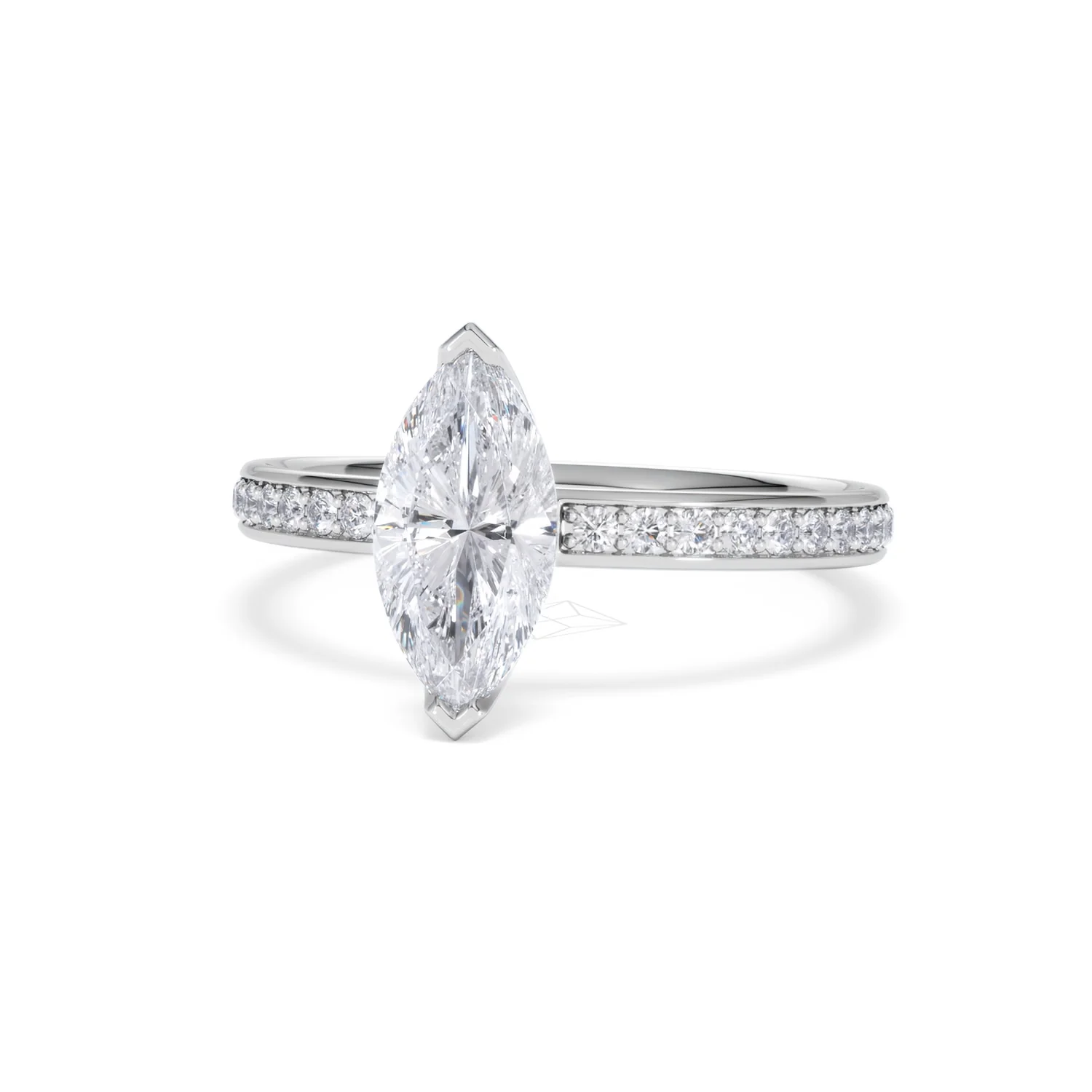 Origin 1.25ct Marquise Cut Lab Diamond Solitaire Engagement Ring with Side Stones in 18K White Gold - Image 84