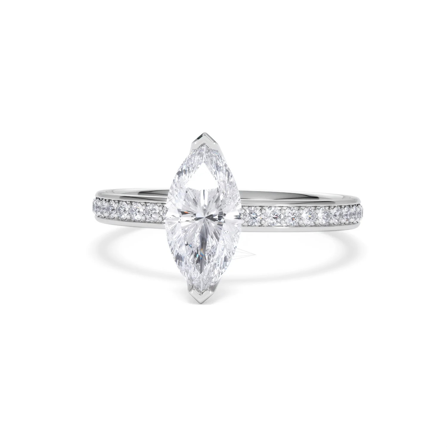 Origin 1.25ct Marquise Cut Lab Diamond Solitaire Engagement Ring with Side Stones in 18K White Gold - Image 85
