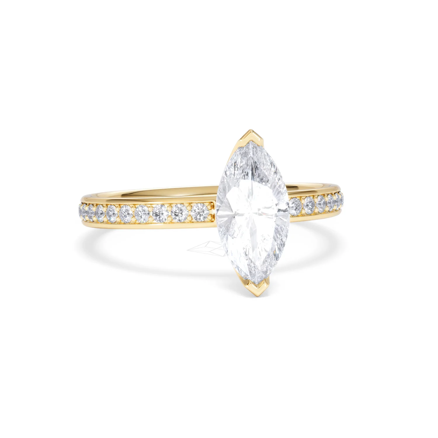 Origin 1.25ct Marquise Cut Lab Diamond Solitaire Engagement Ring with Side Stones in 18K Yellow Gold - Image 10