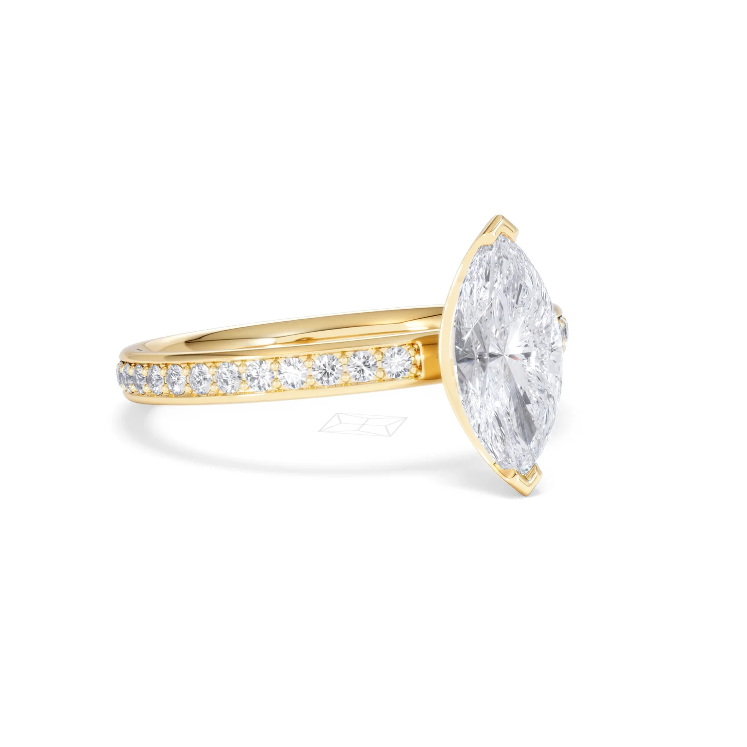 Origin 1.25ct Marquise Cut Lab Diamond Solitaire Engagement Ring with Side Stones in 18K Yellow Gold - Image 14