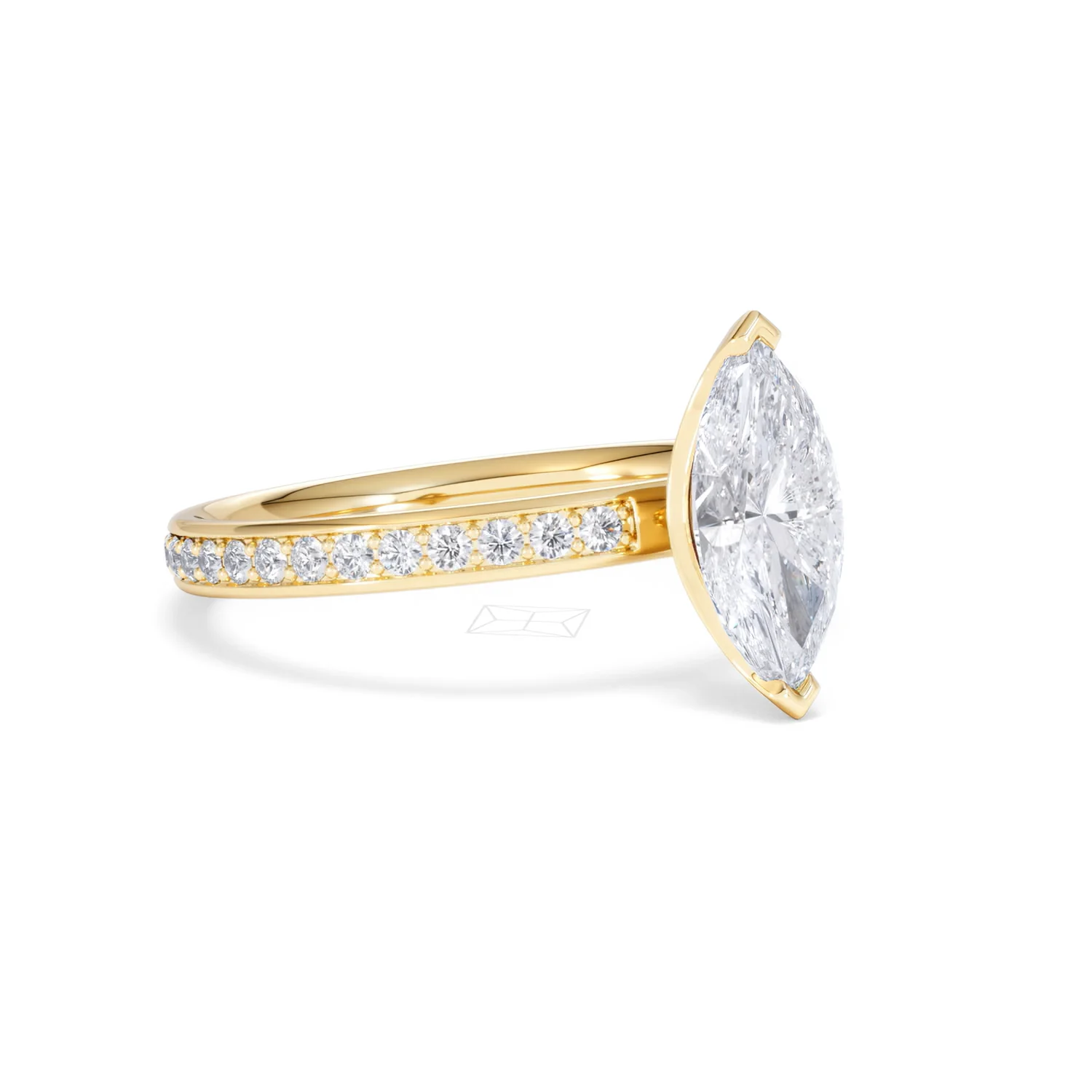 Origin 1.25ct Marquise Cut Lab Diamond Solitaire Engagement Ring with Side Stones in 18K Yellow Gold - Image 15