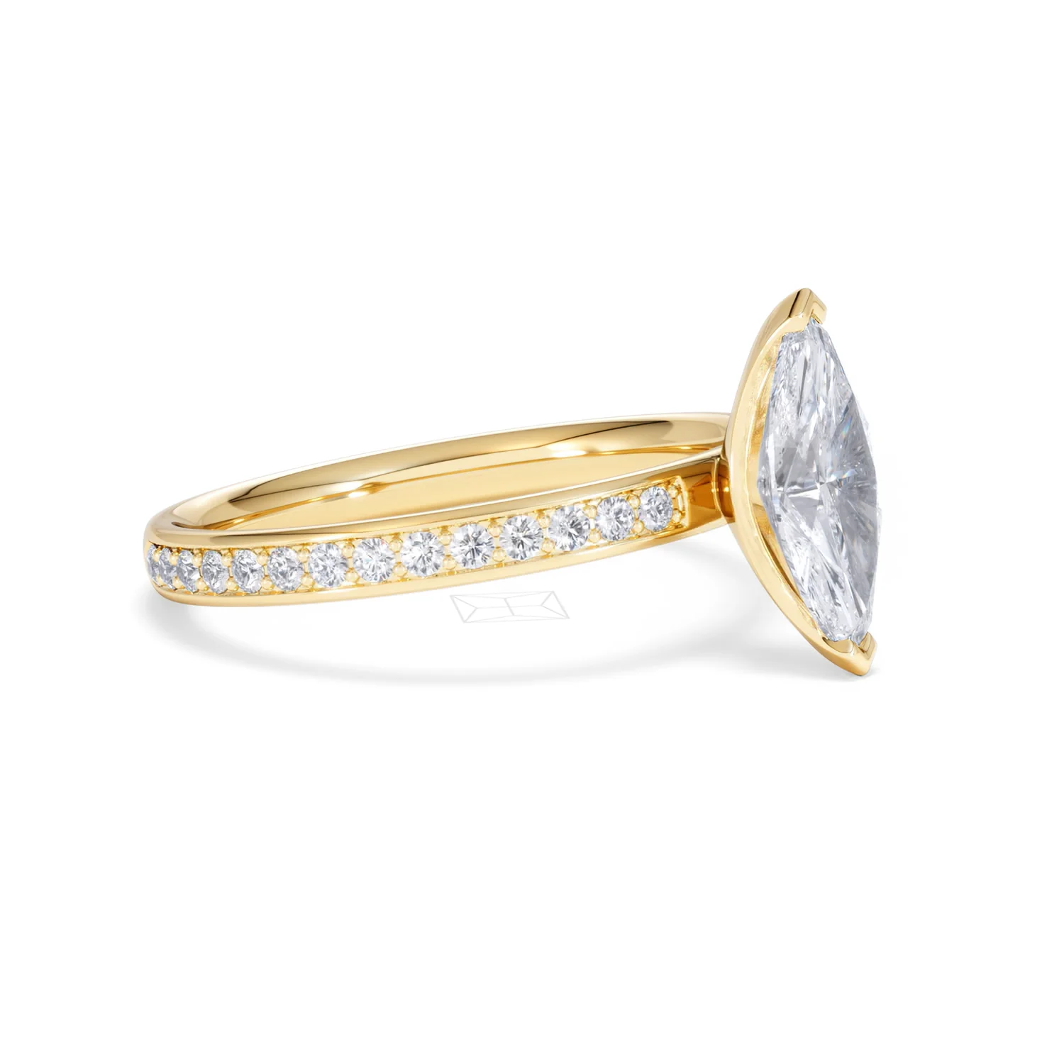 Origin 1.25ct Marquise Cut Lab Diamond Solitaire Engagement Ring with Side Stones in 18K Yellow Gold - Image 19