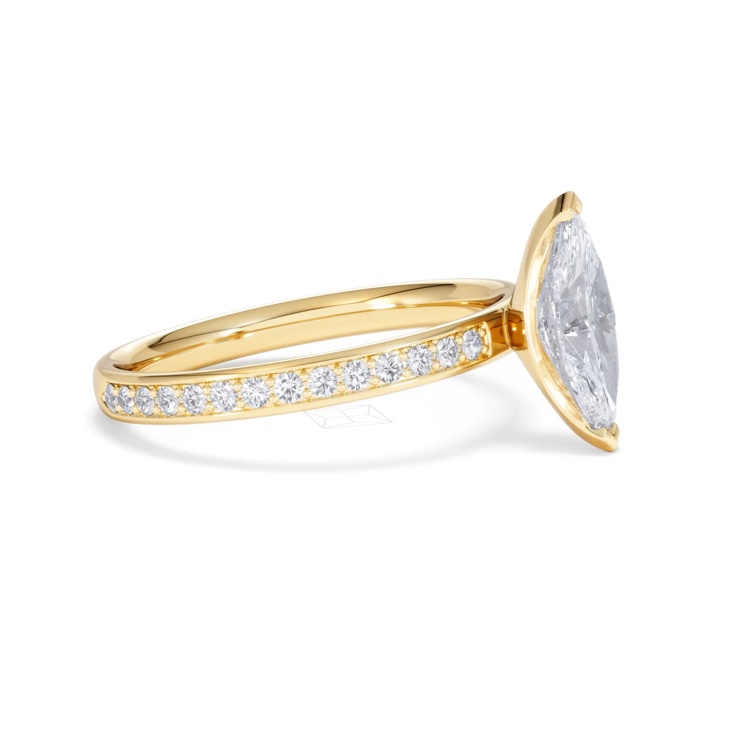 Origin 1.25ct Marquise Cut Lab Diamond Solitaire Engagement Ring with Side Stones in 18K Yellow Gold - Image 21