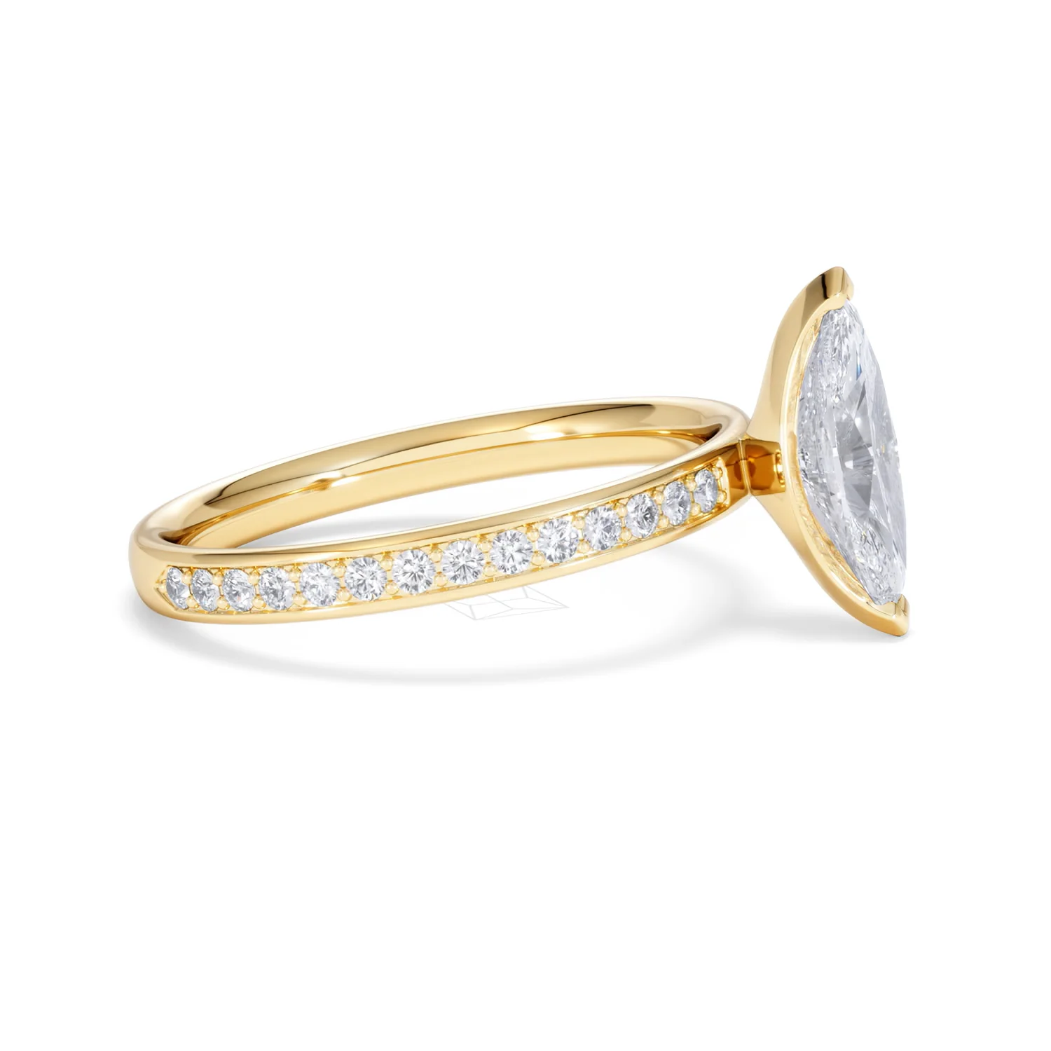 Origin 1.25ct Marquise Cut Lab Diamond Solitaire Engagement Ring with Side Stones in 18K Yellow Gold - Image 23
