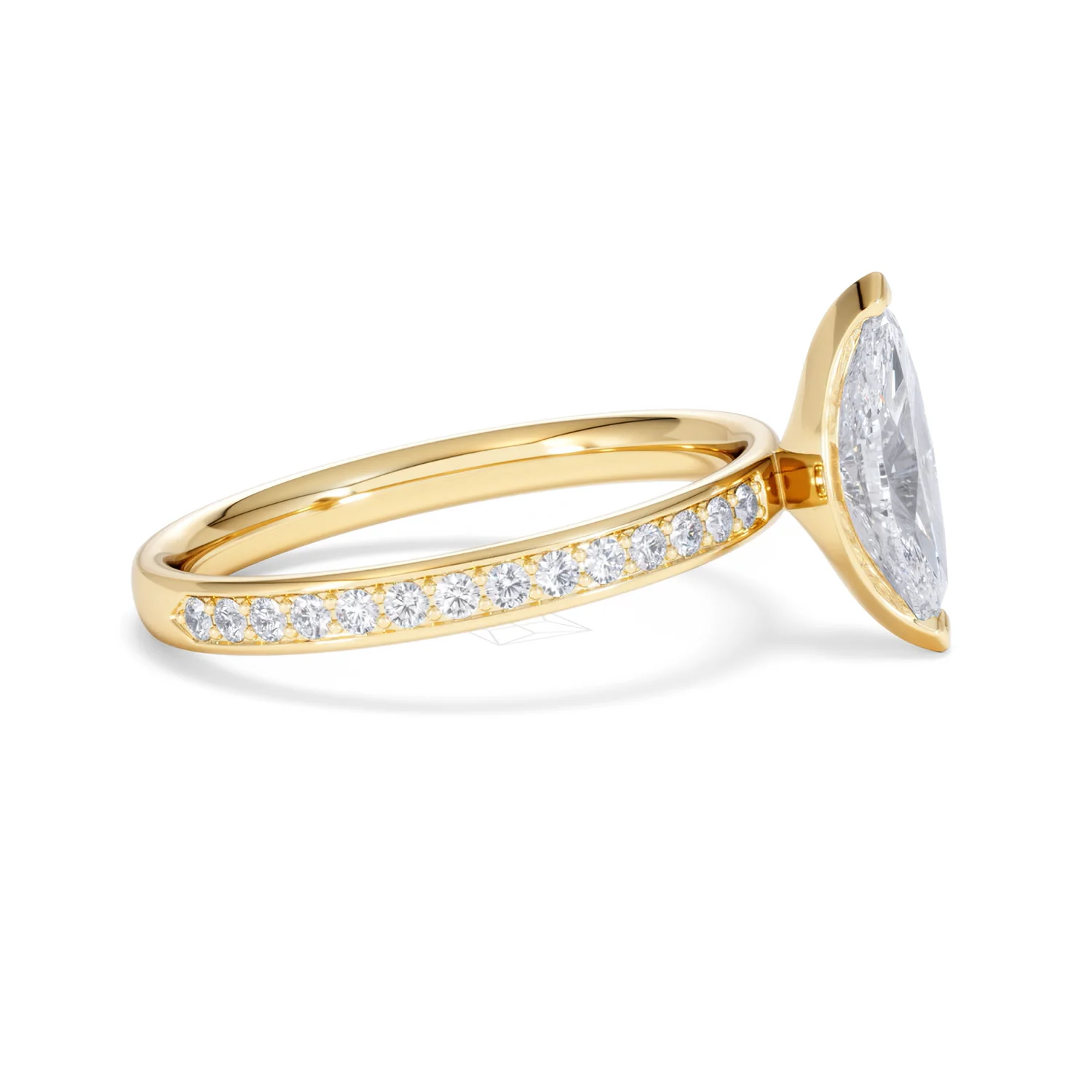 Origin 1.25ct Marquise Cut Lab Diamond Solitaire Engagement Ring with Side Stones in 18K Yellow Gold - Image 24