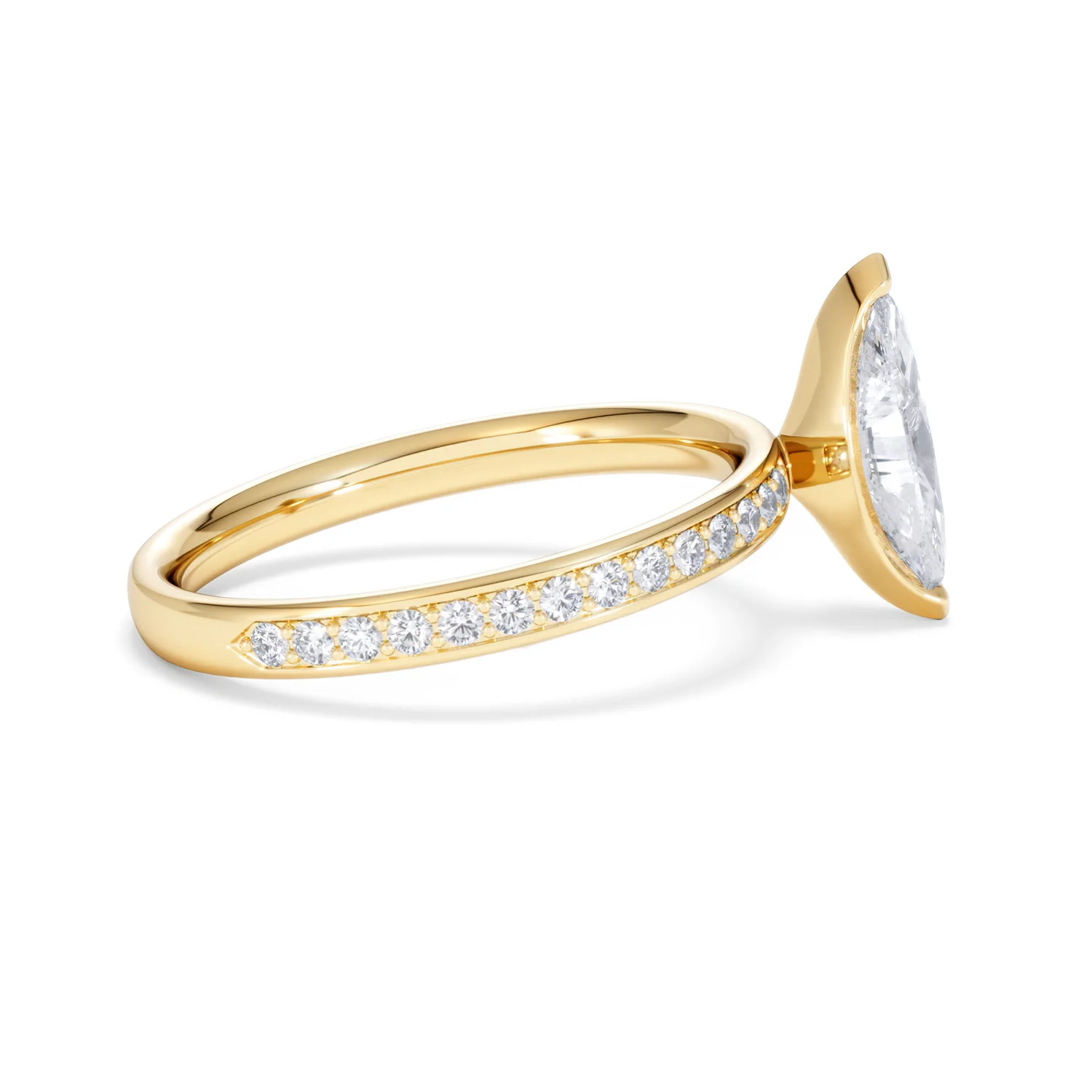 Origin 1.25ct Marquise Cut Lab Diamond Solitaire Engagement Ring with Side Stones in 18K Yellow Gold - Image 28