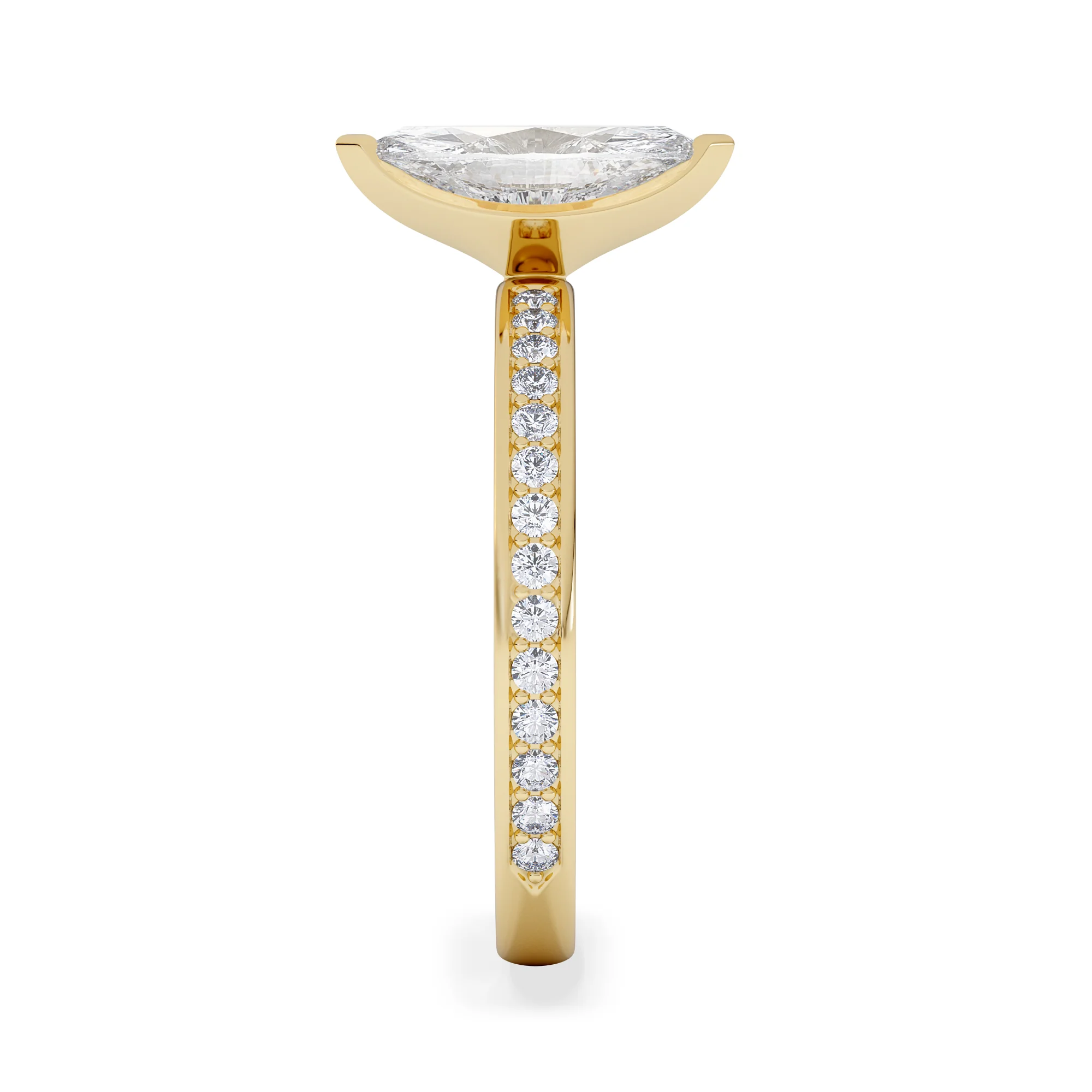 Origin 1.25ct Marquise Cut Lab Diamond Solitaire Engagement Ring with Side Stones in 18K Yellow Gold - Image 5