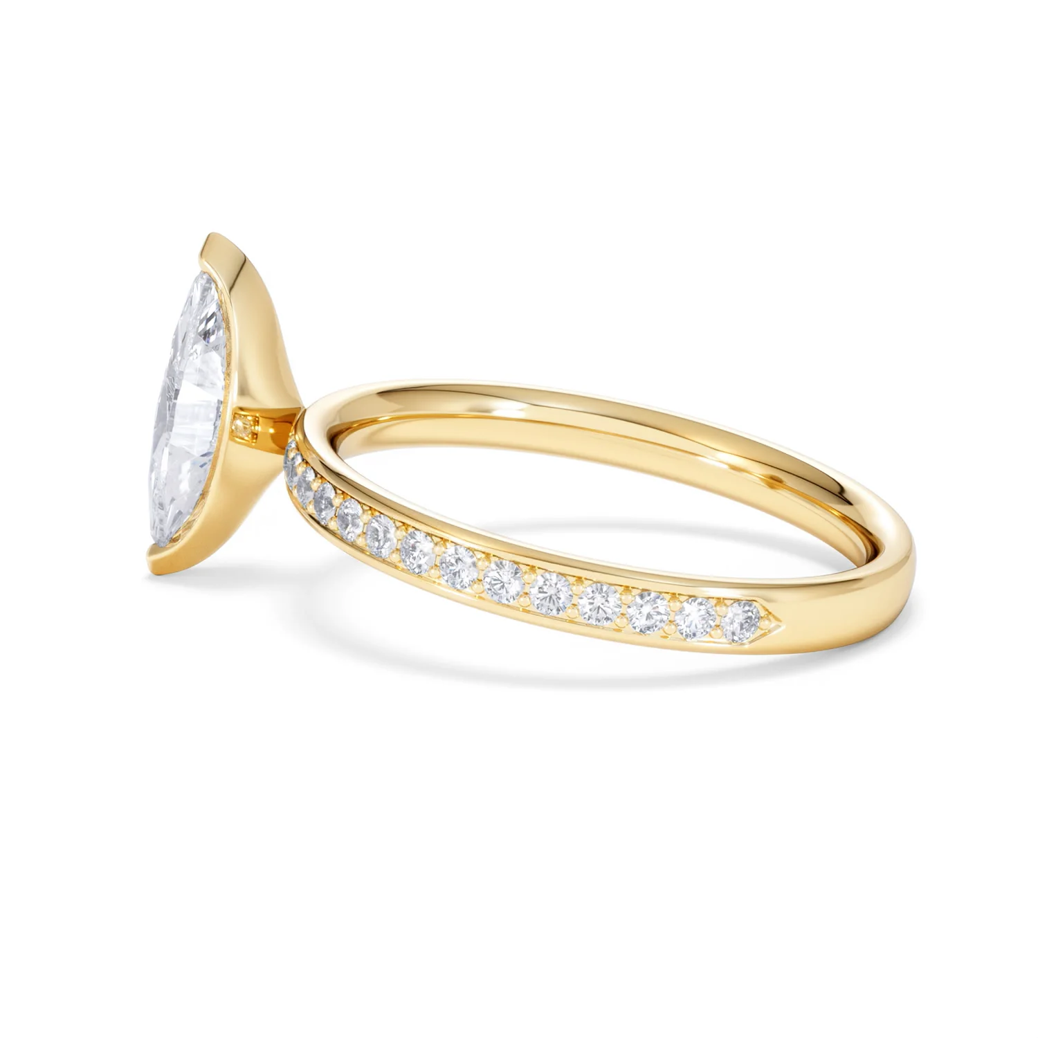 Origin 1.25ct Marquise Cut Lab Diamond Solitaire Engagement Ring with Side Stones in 18K Yellow Gold - Image 64