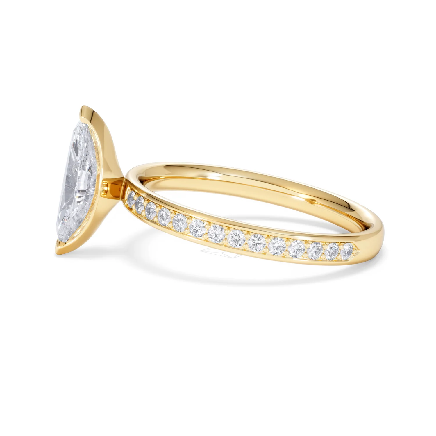 Origin 1.25ct Marquise Cut Lab Diamond Solitaire Engagement Ring with Side Stones in 18K Yellow Gold - Image 68