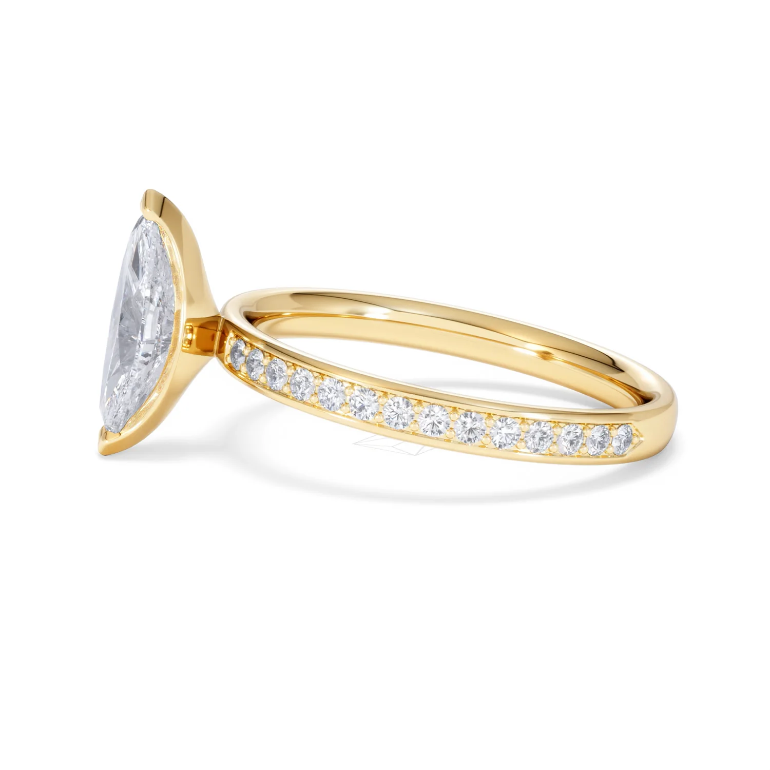 Origin 1.25ct Marquise Cut Lab Diamond Solitaire Engagement Ring with Side Stones in 18K Yellow Gold - Image 69