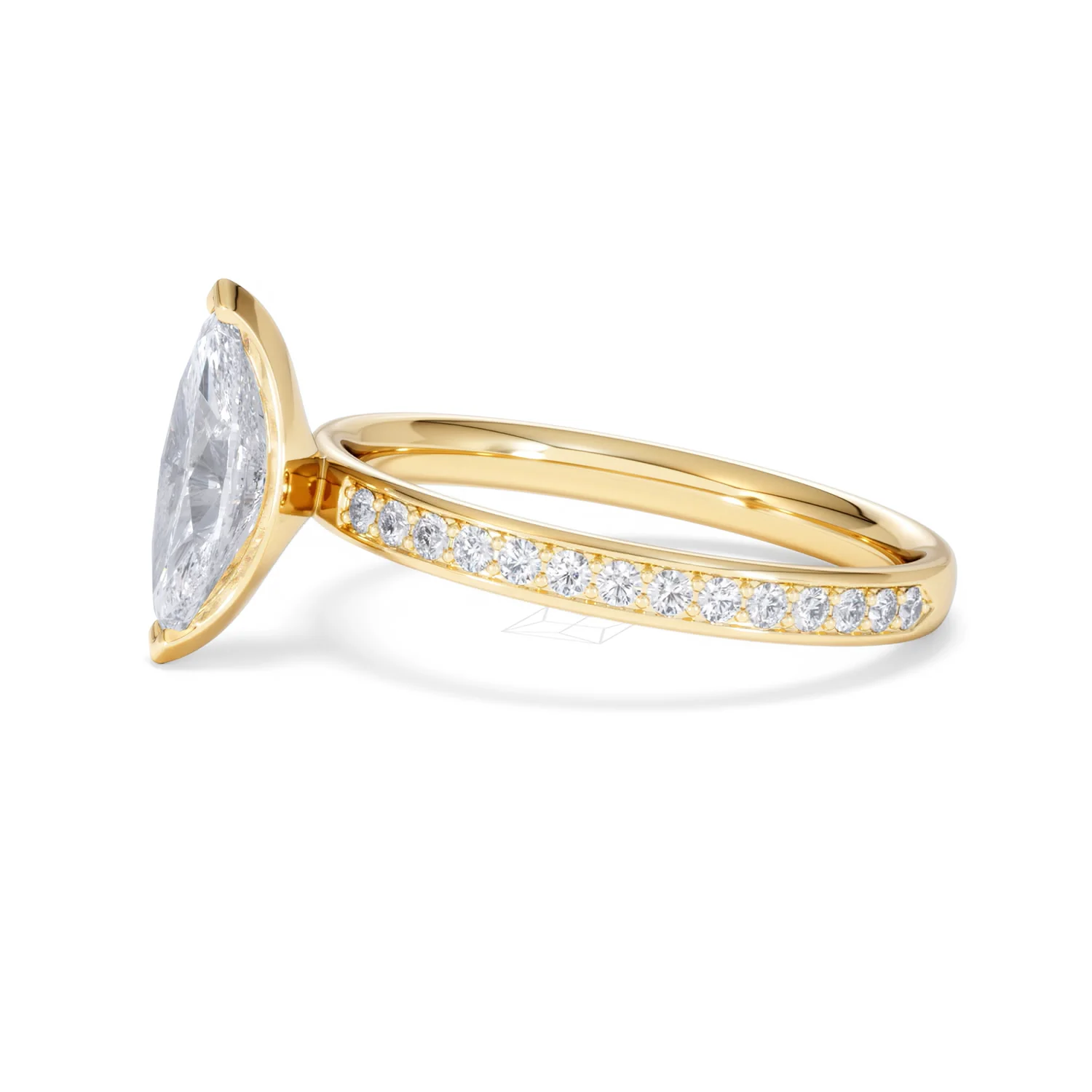 Origin 1.25ct Marquise Cut Lab Diamond Solitaire Engagement Ring with Side Stones in 18K Yellow Gold - Image 71