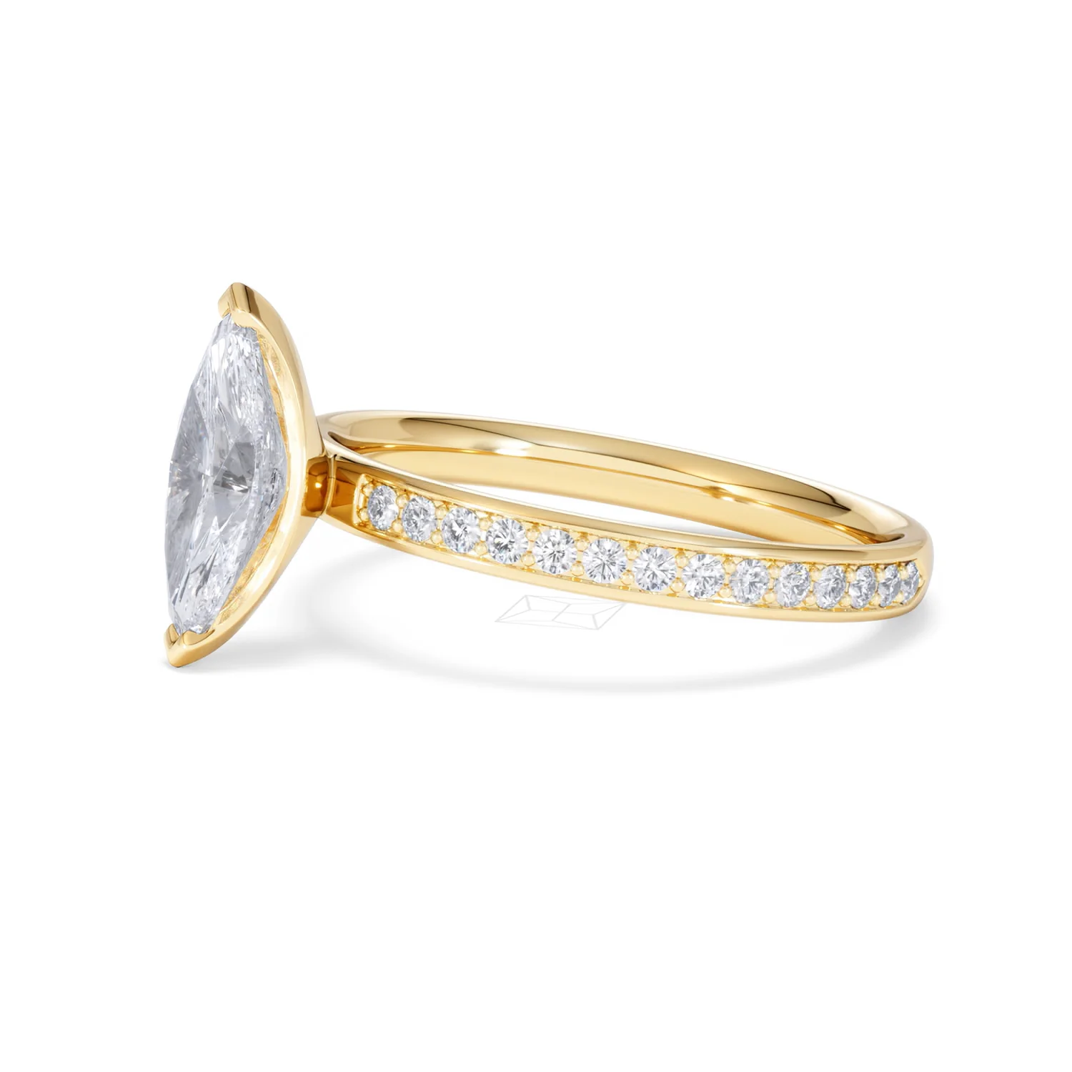 Origin 1.25ct Marquise Cut Lab Diamond Solitaire Engagement Ring with Side Stones in 18K Yellow Gold - Image 73