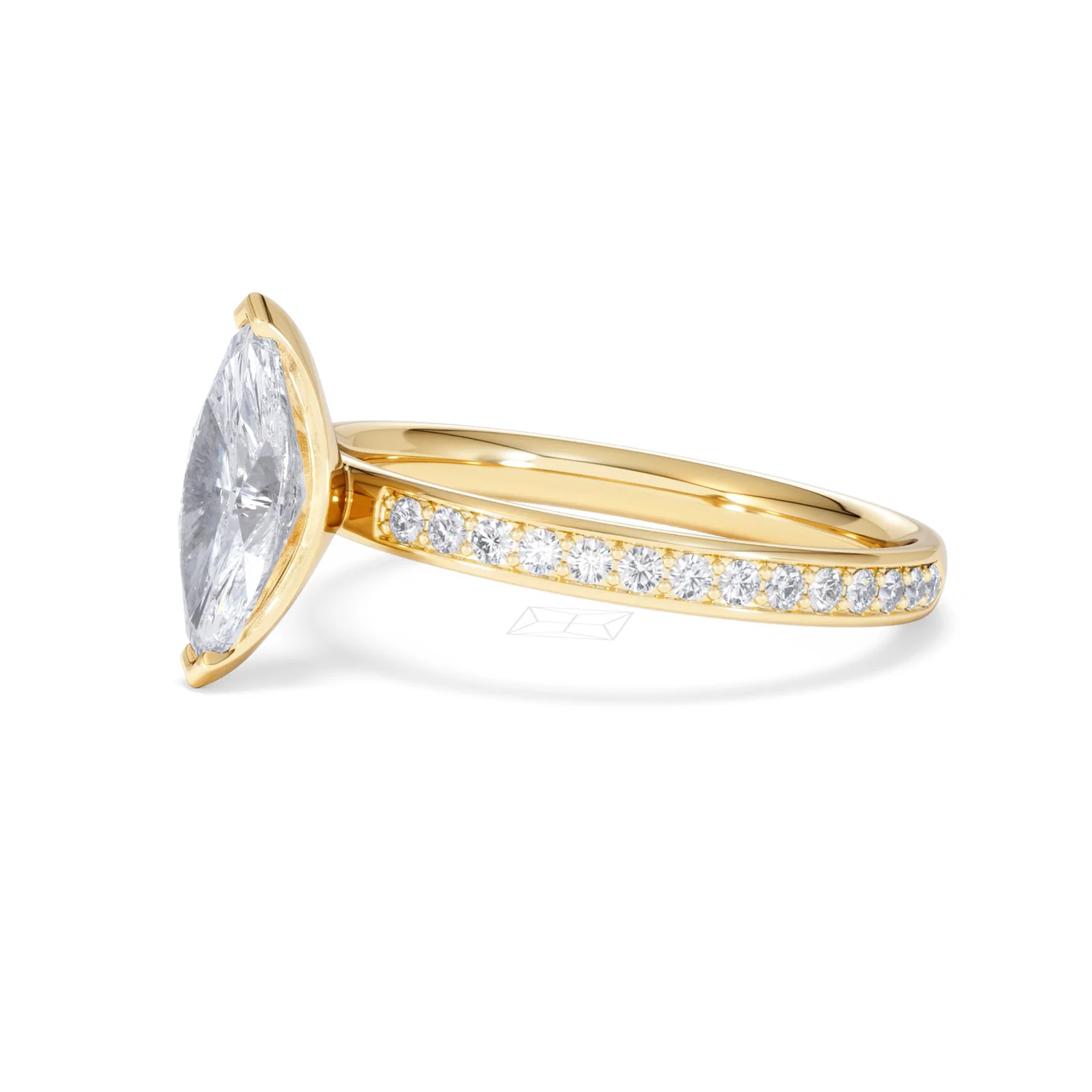 Origin 1.25ct Marquise Cut Lab Diamond Solitaire Engagement Ring with Side Stones in 18K Yellow Gold - Image 74