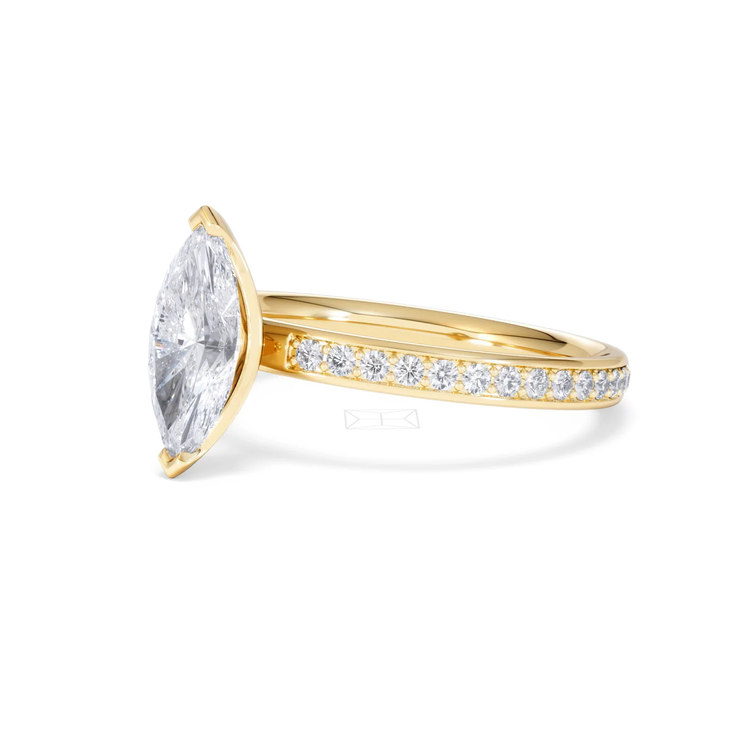 Origin 1.25ct Marquise Cut Lab Diamond Solitaire Engagement Ring with Side Stones in 18K Yellow Gold - Image 77