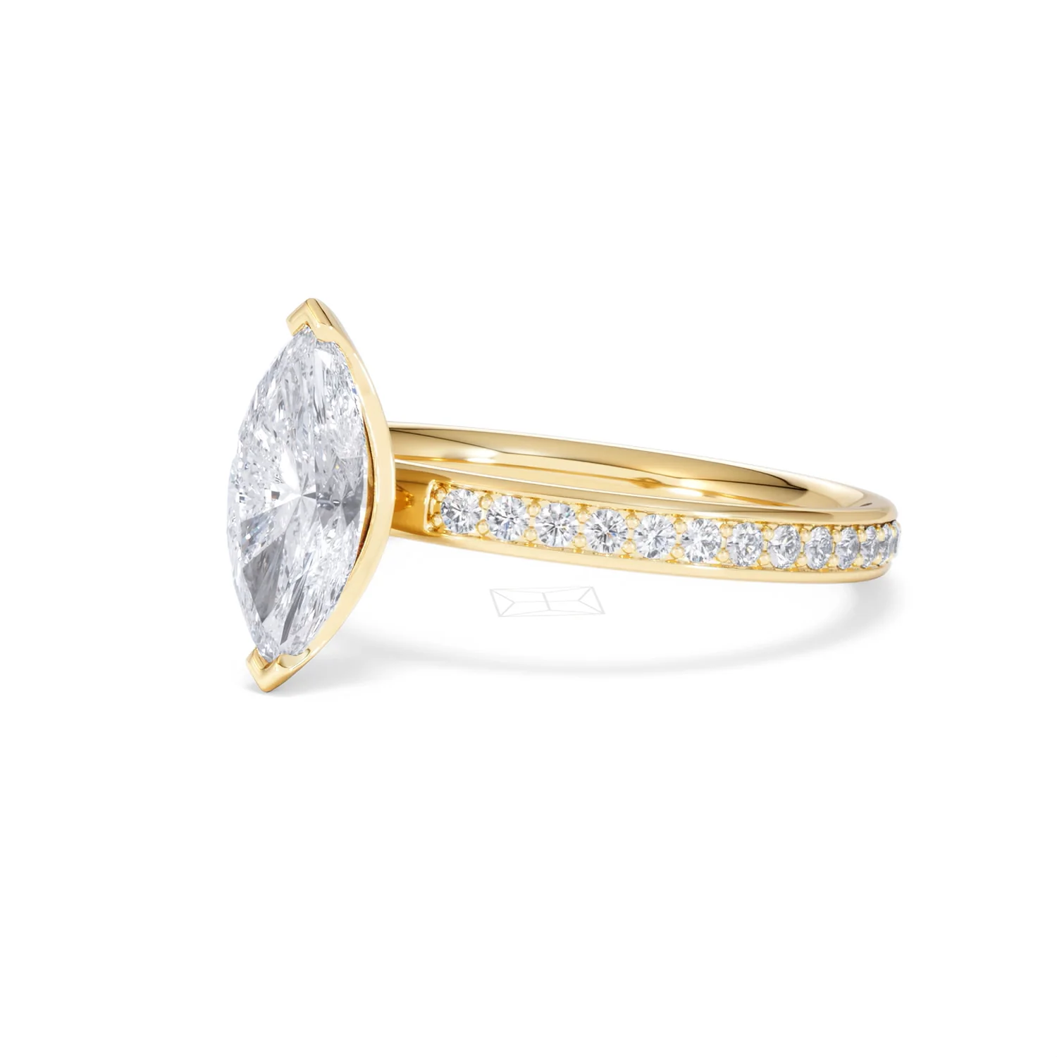 Origin 1.25ct Marquise Cut Lab Diamond Solitaire Engagement Ring with Side Stones in 18K Yellow Gold - Image 78