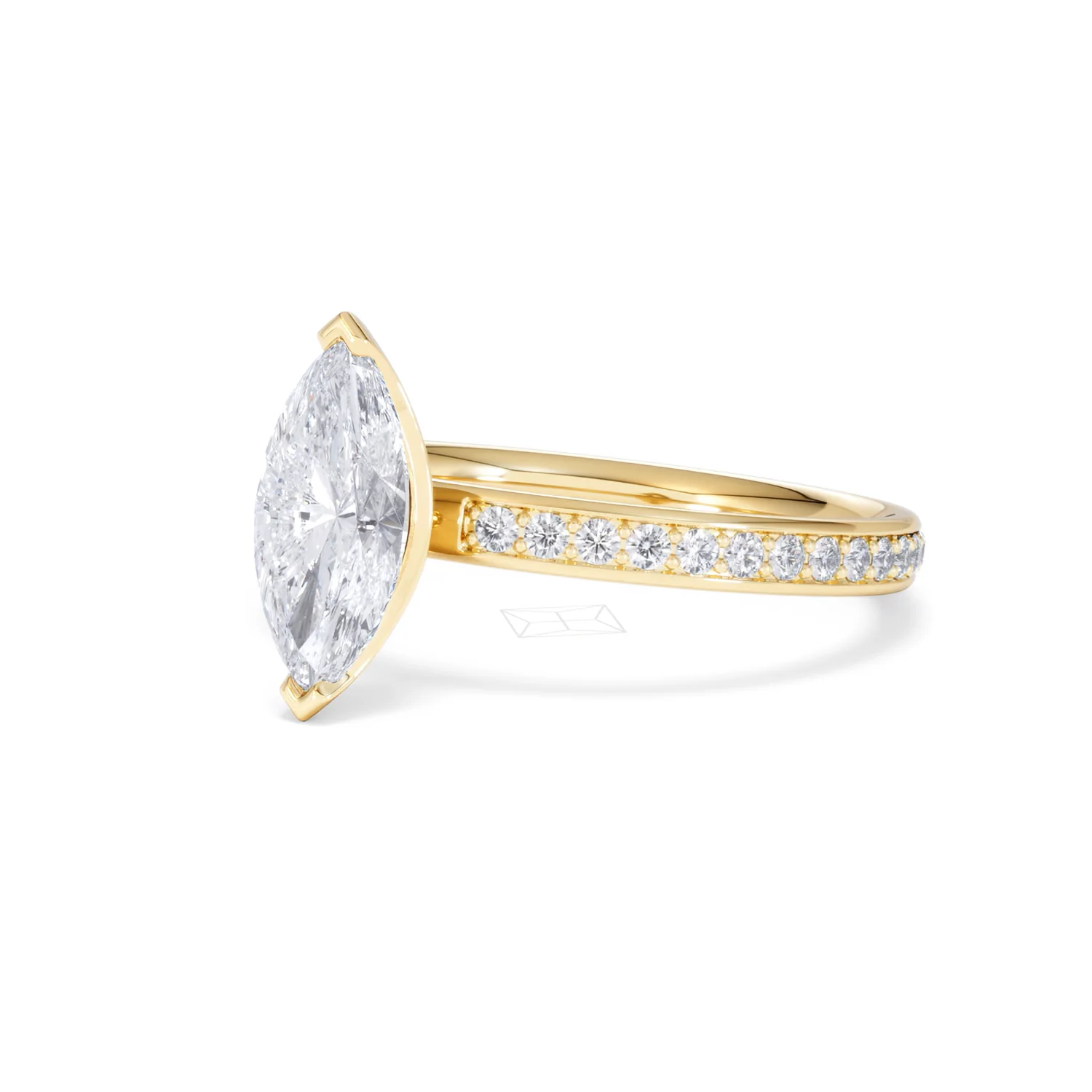 Origin 1.25ct Marquise Cut Lab Diamond Solitaire Engagement Ring with Side Stones in 18K Yellow Gold - Image 79