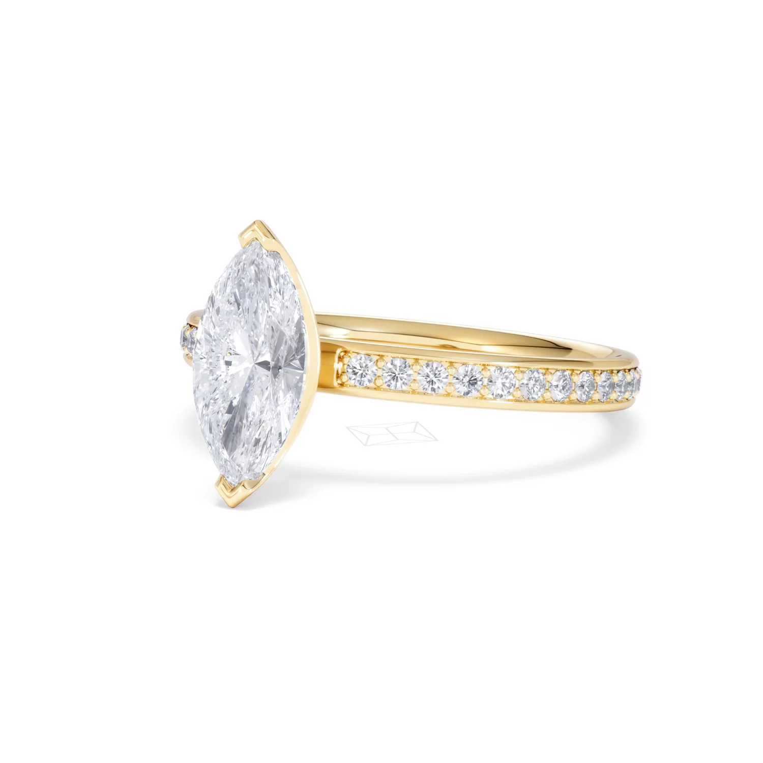 Origin 1.25ct Marquise Cut Lab Diamond Solitaire Engagement Ring with Side Stones in 18K Yellow Gold - Image 80