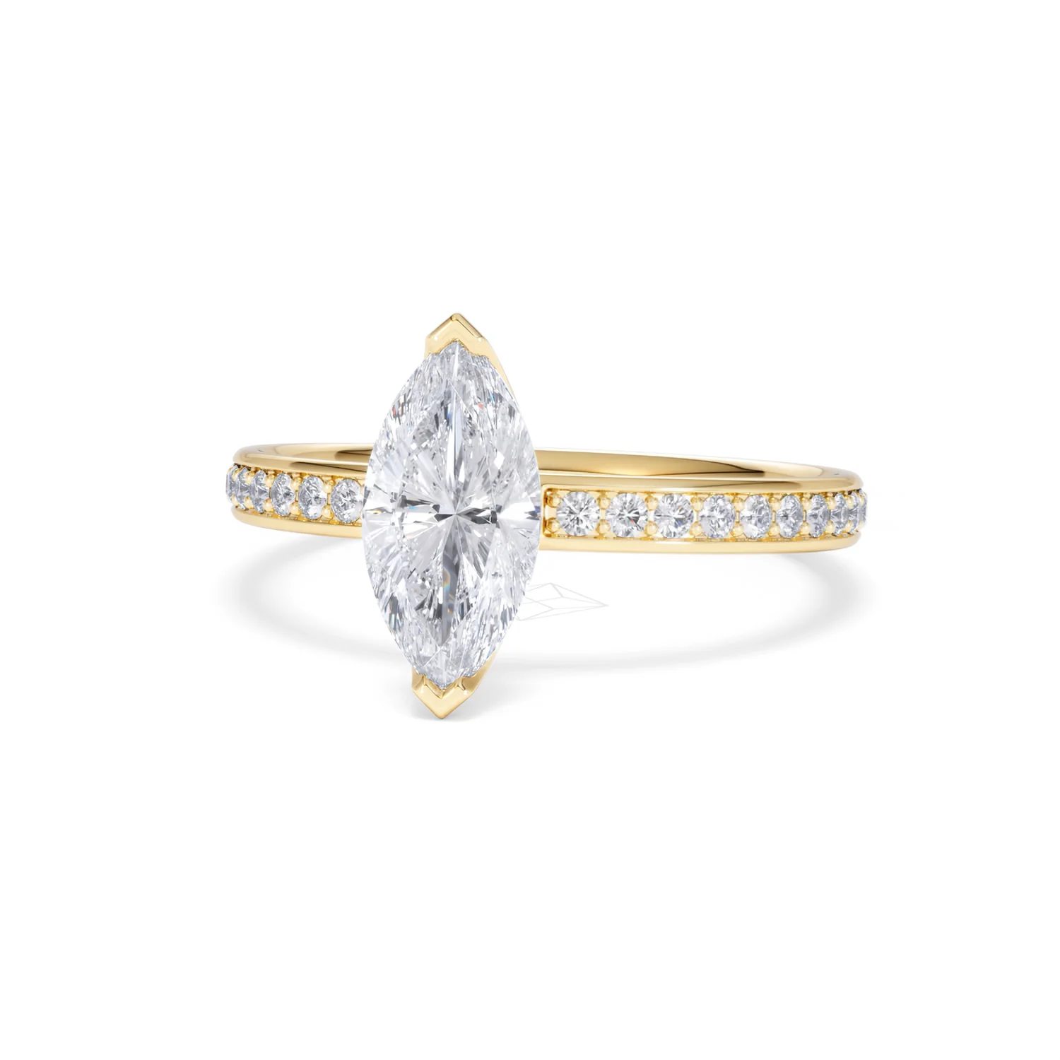 Origin 1.25ct Marquise Cut Lab Diamond Solitaire Engagement Ring with Side Stones in 18K Yellow Gold - Image 84