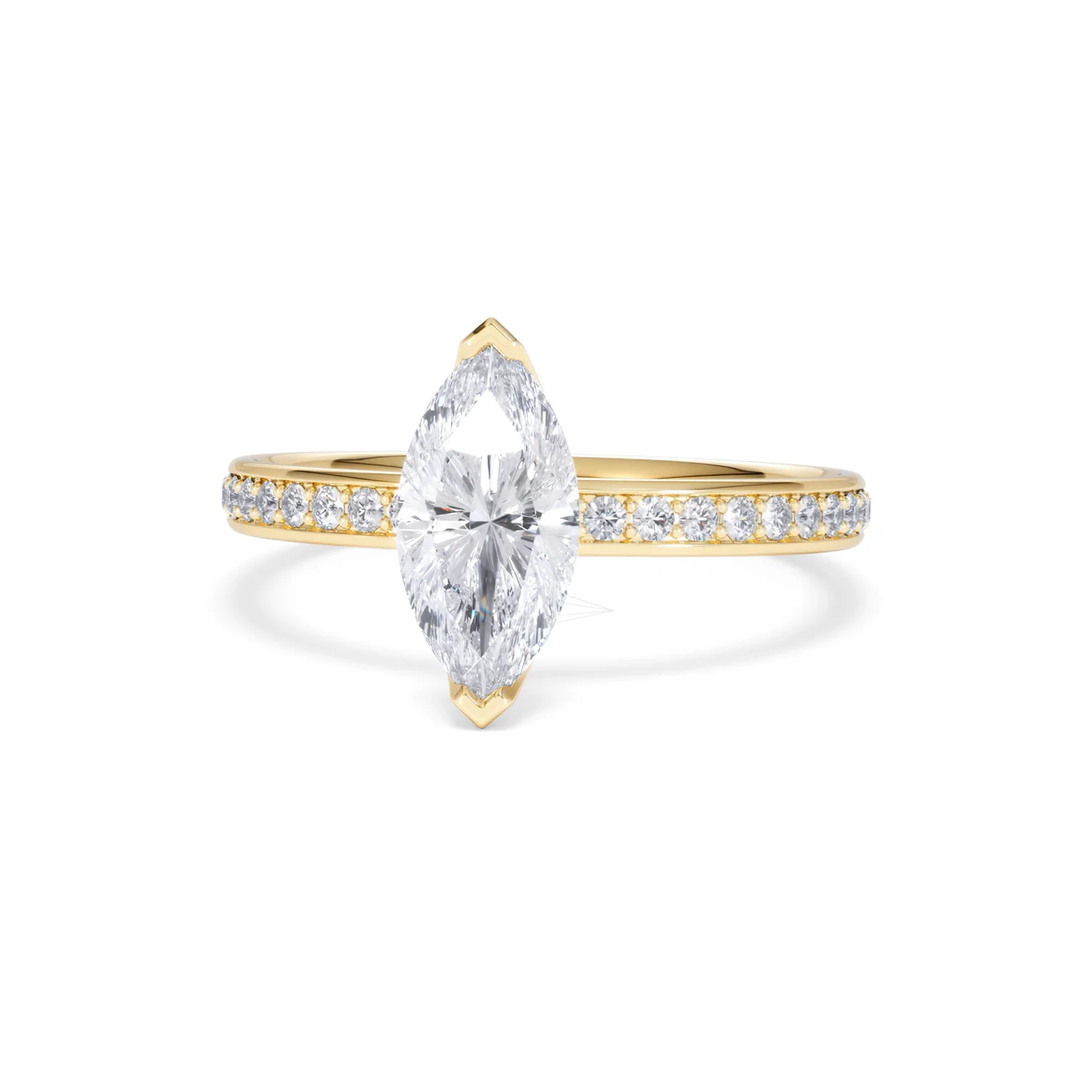 Origin 1.25ct Marquise Cut Lab Diamond Solitaire Engagement Ring with Side Stones in 18K Yellow Gold - Image 85