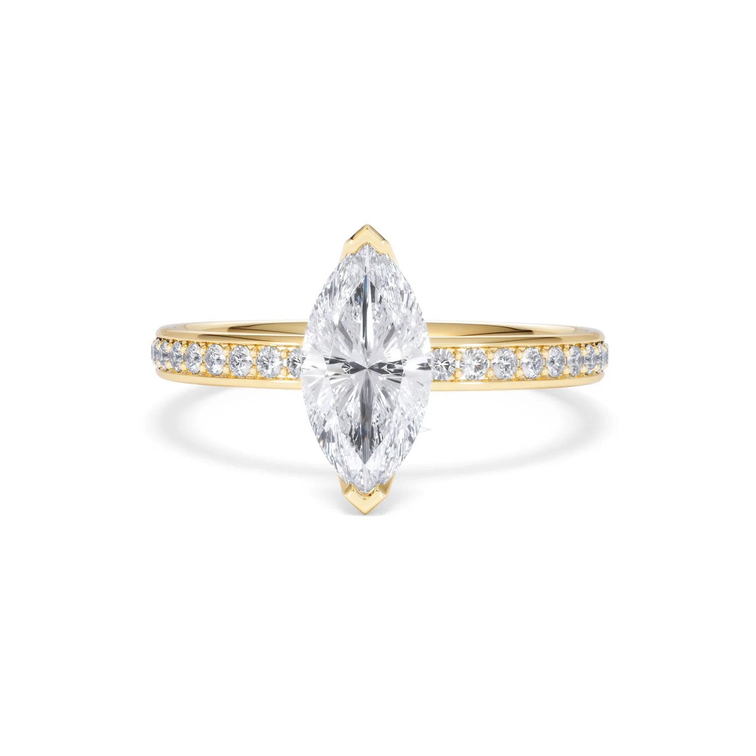 Origin 1.25ct Marquise Cut Lab Diamond Solitaire Engagement Ring with Side Stones in 18K Yellow Gold - Image 86