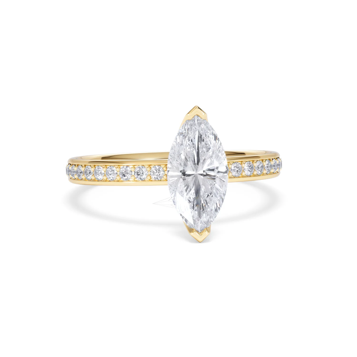 Origin 1.25ct Marquise Cut Lab Diamond Solitaire Engagement Ring with Side Stones in 18K Yellow Gold - Image 9