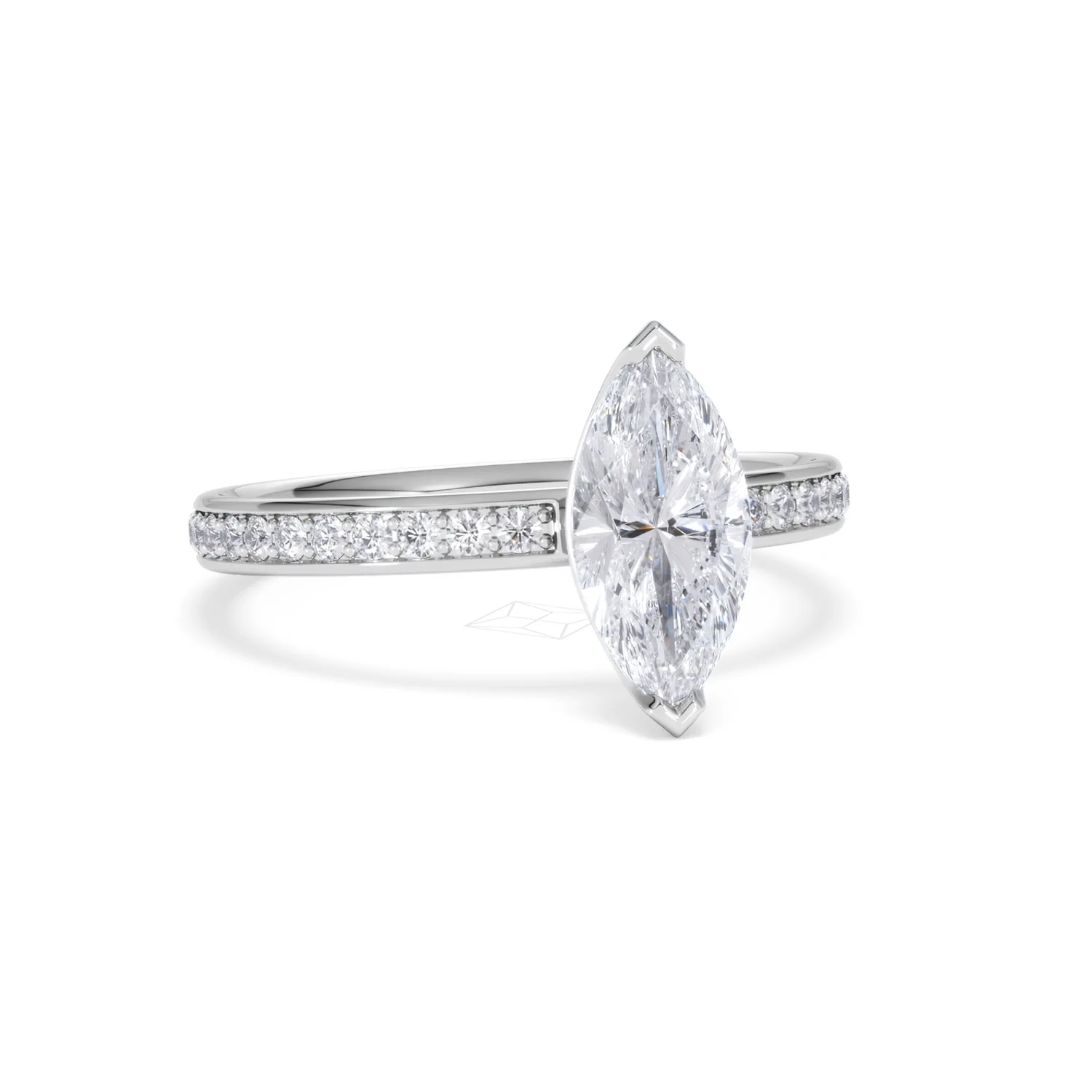 Origin 1.25ct Marquise Cut Lab Diamond Solitaire Engagement Ring with Side Stones in Platinum - Image 11