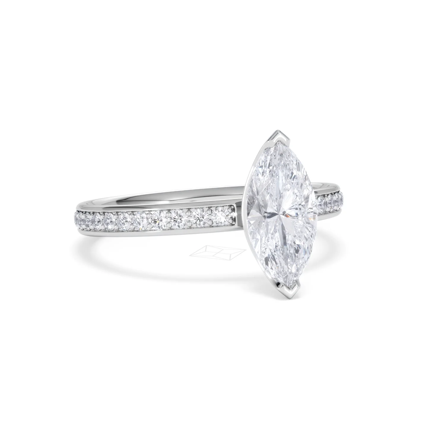 Origin 1.25ct Marquise Cut Lab Diamond Solitaire Engagement Ring with Side Stones in Platinum - Image 12