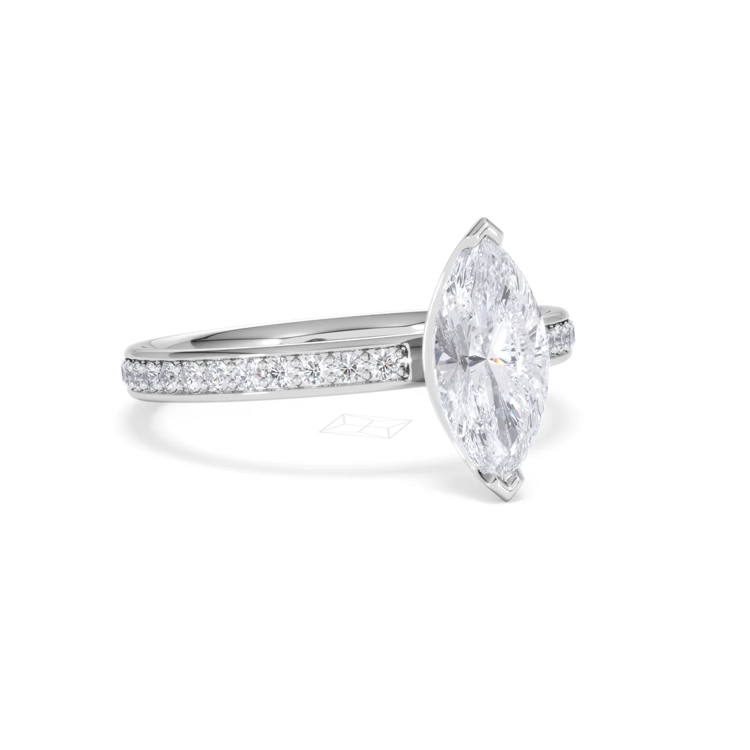 Origin 1.25ct Marquise Cut Lab Diamond Solitaire Engagement Ring with Side Stones in Platinum - Image 13