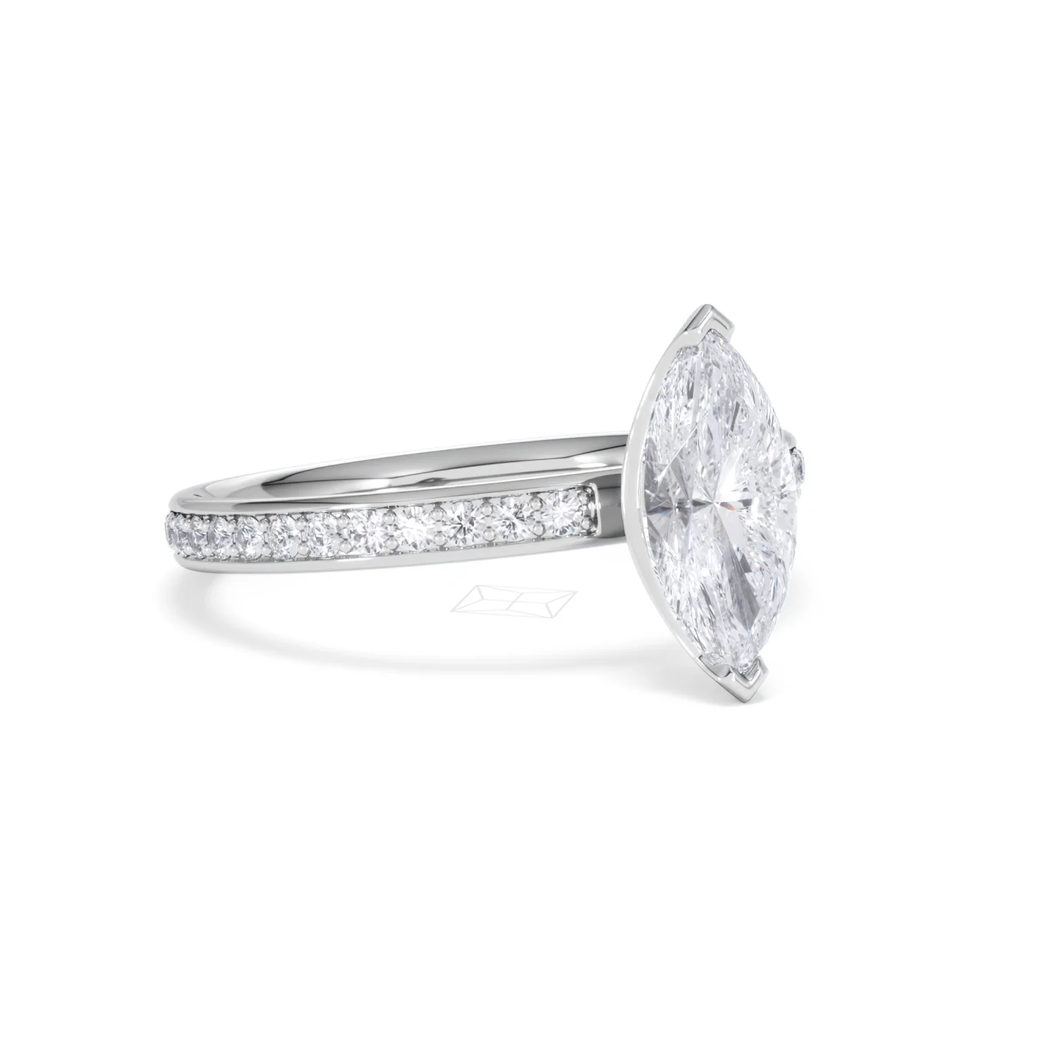Origin 1.25ct Marquise Cut Lab Diamond Solitaire Engagement Ring with Side Stones in Platinum - Image 14
