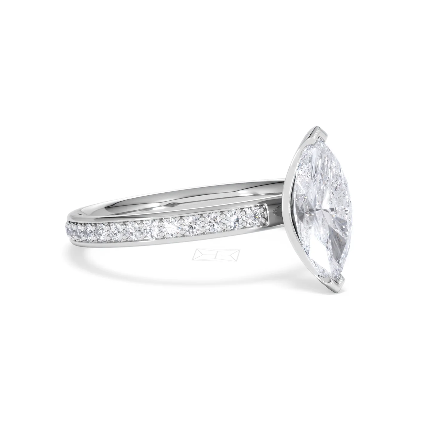 Origin 1.25ct Marquise Cut Lab Diamond Solitaire Engagement Ring with Side Stones in Platinum - Image 16