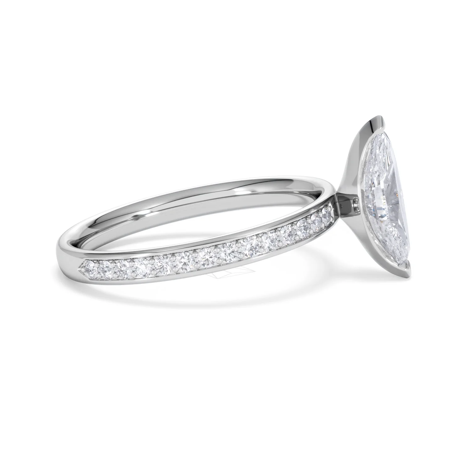Origin 1.25ct Marquise Cut Lab Diamond Solitaire Engagement Ring with Side Stones in Platinum - Image 25