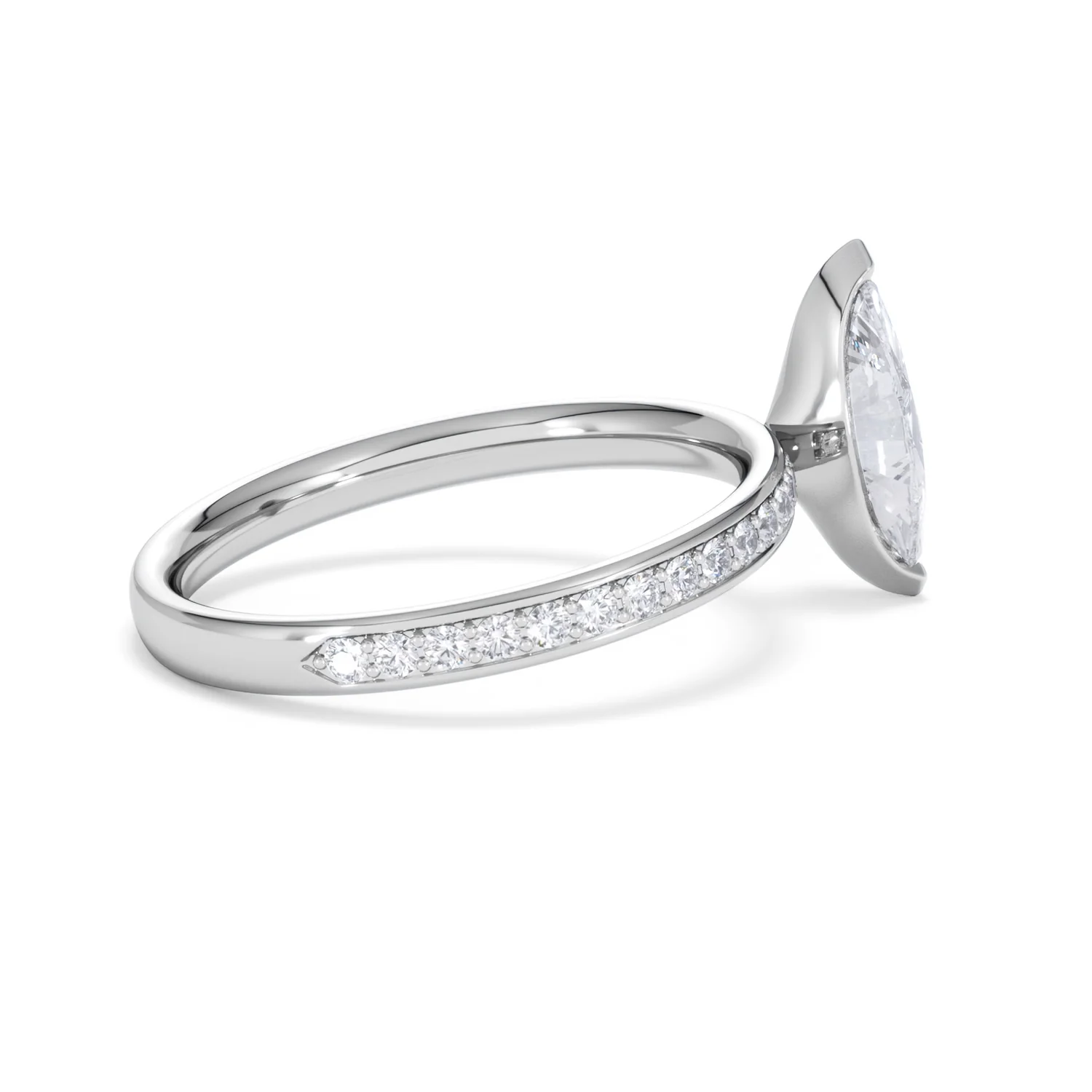 Origin 1.25ct Marquise Cut Lab Diamond Solitaire Engagement Ring with Side Stones in Platinum - Image 31