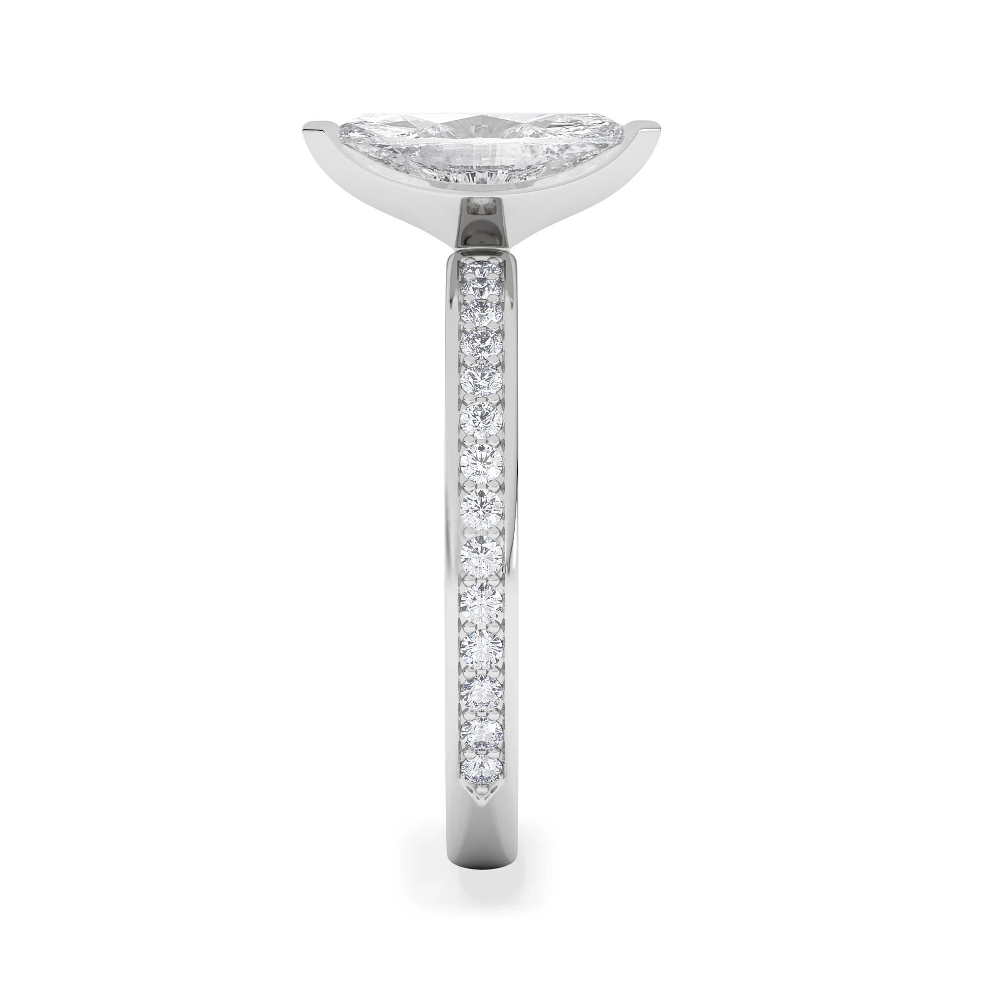 Origin 1.25ct Marquise Cut Lab Diamond Solitaire Engagement Ring with Side Stones in Platinum - Image 5