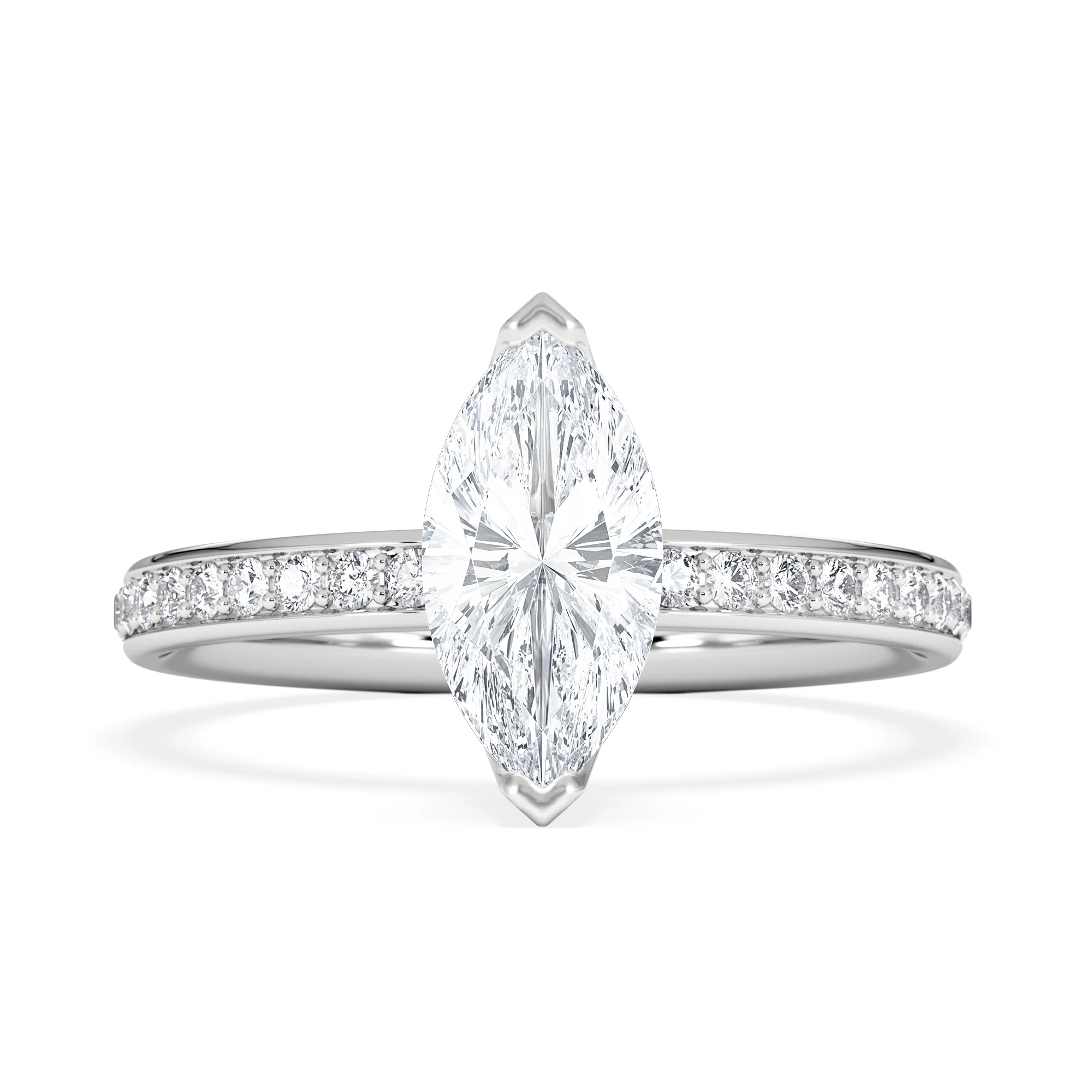 Origin 1.25ct Marquise Cut Lab Diamond Solitaire Engagement Ring with Side Stones in Platinum - Image 6