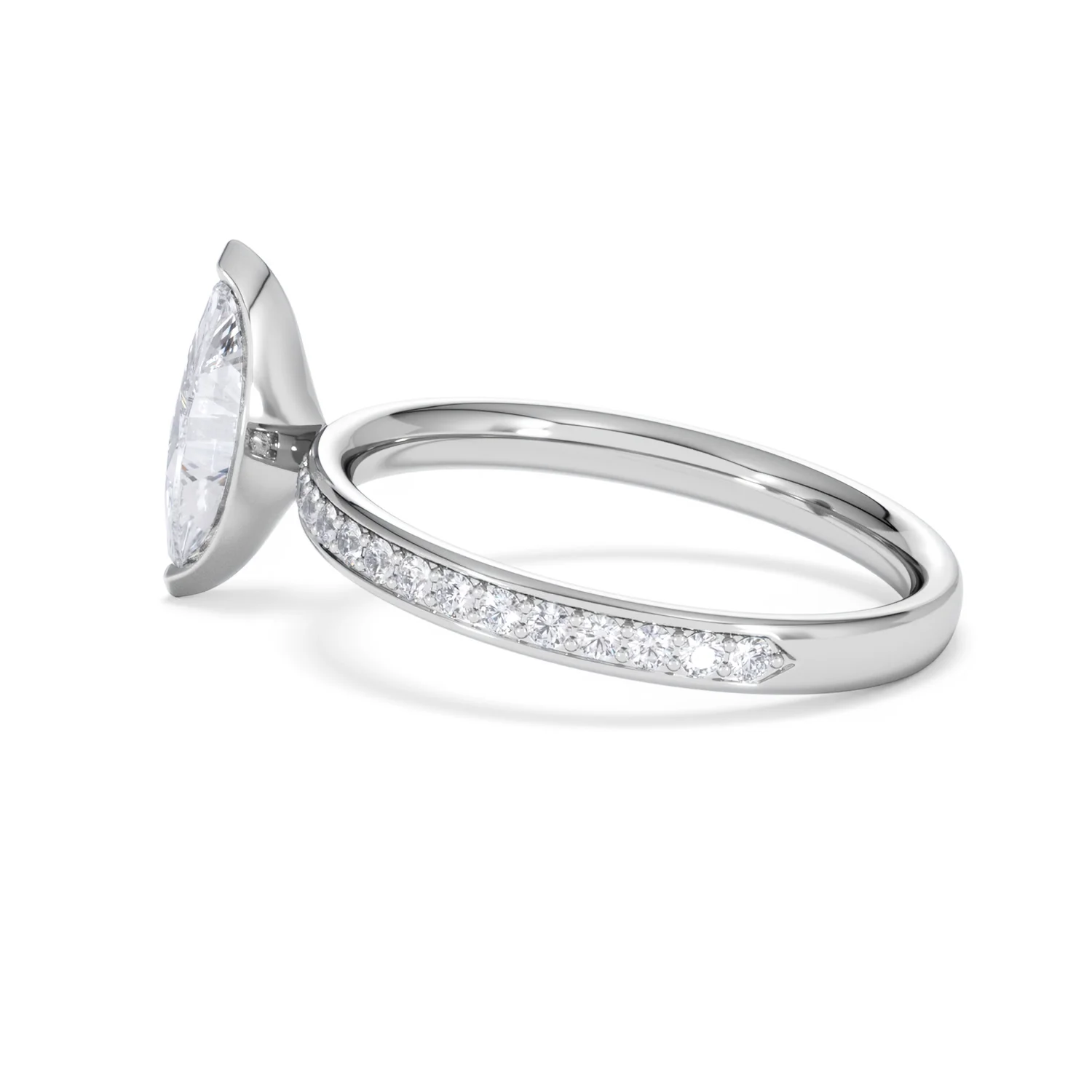 Origin 1.25ct Marquise Cut Lab Diamond Solitaire Engagement Ring with Side Stones in Platinum - Image 63