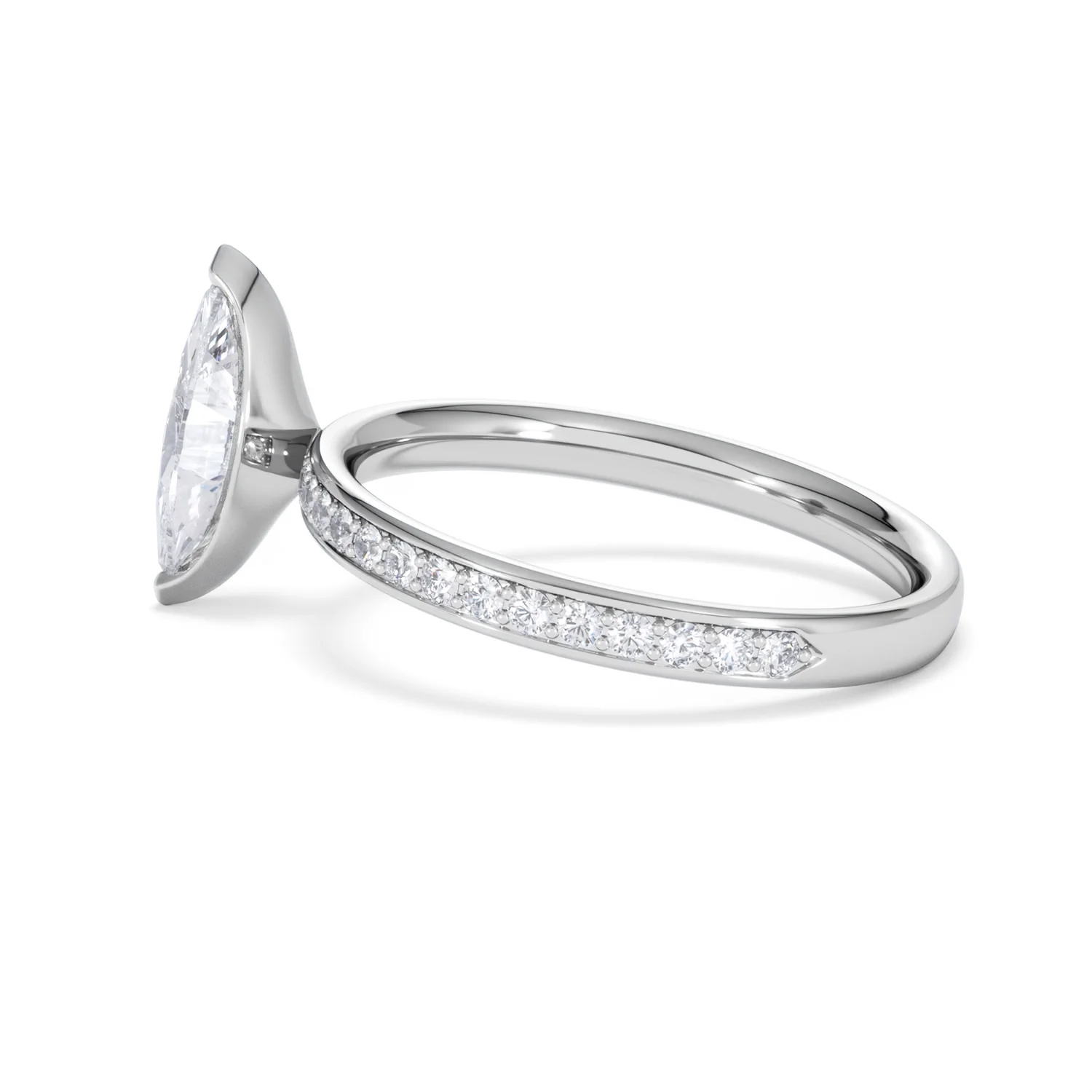Origin 1.25ct Marquise Cut Lab Diamond Solitaire Engagement Ring with Side Stones in Platinum - Image 64