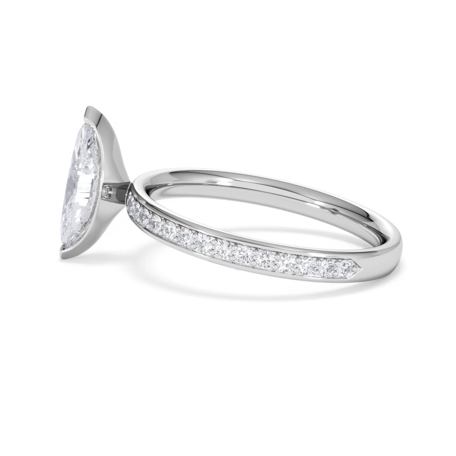 Origin 1.25ct Marquise Cut Lab Diamond Solitaire Engagement Ring with Side Stones in Platinum - Image 66