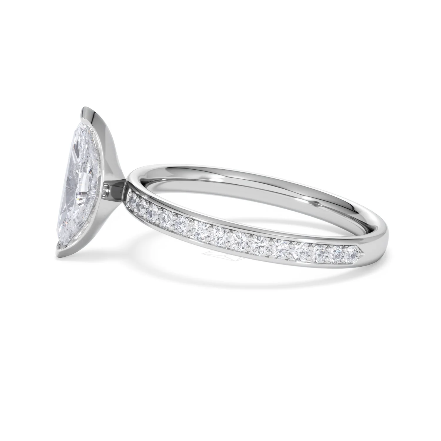 Origin 1.25ct Marquise Cut Lab Diamond Solitaire Engagement Ring with Side Stones in Platinum - Image 68