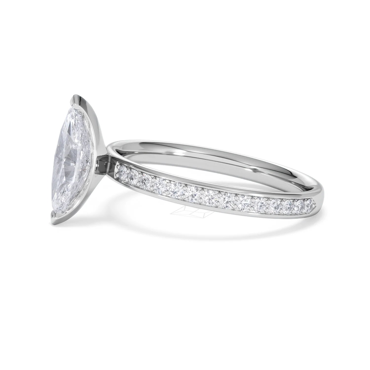 Origin 1.25ct Marquise Cut Lab Diamond Solitaire Engagement Ring with Side Stones in Platinum - Image 71