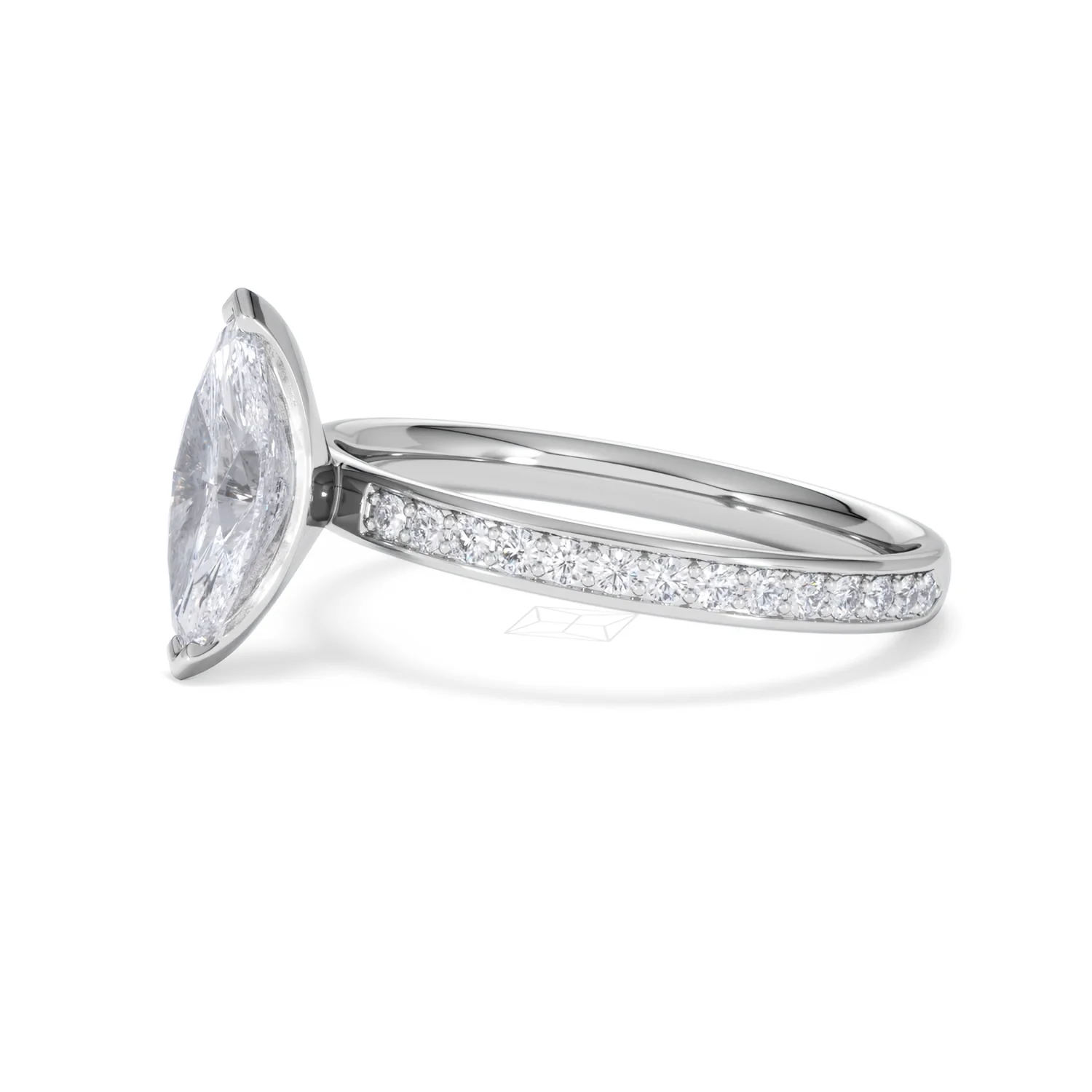 Origin 1.25ct Marquise Cut Lab Diamond Solitaire Engagement Ring with Side Stones in Platinum - Image 73