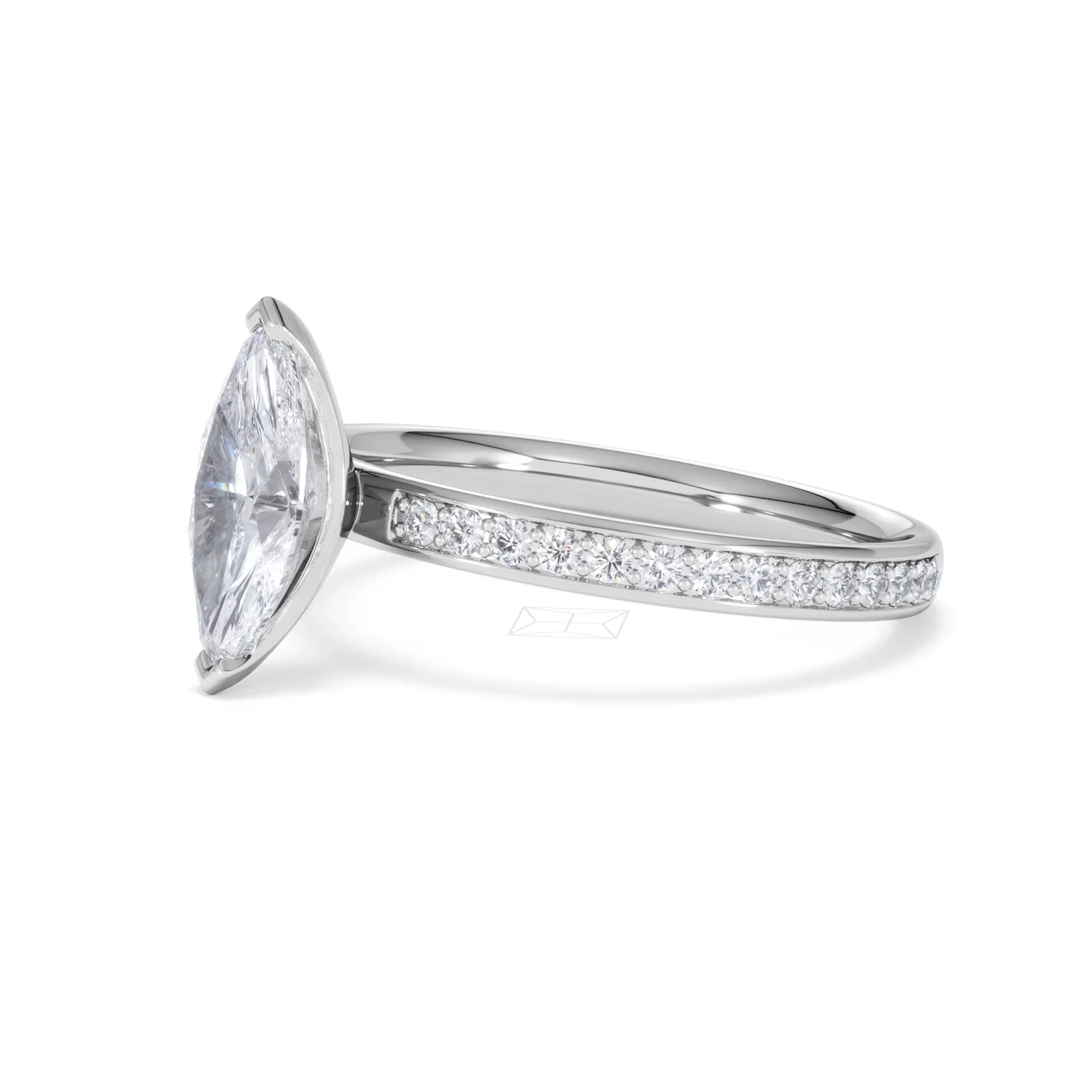 Origin 1.25ct Marquise Cut Lab Diamond Solitaire Engagement Ring with Side Stones in Platinum - Image 75