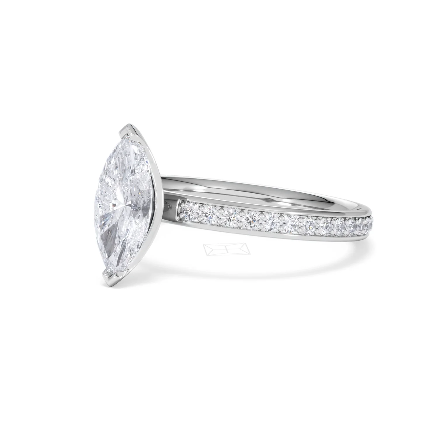 Origin 1.25ct Marquise Cut Lab Diamond Solitaire Engagement Ring with Side Stones in Platinum - Image 78